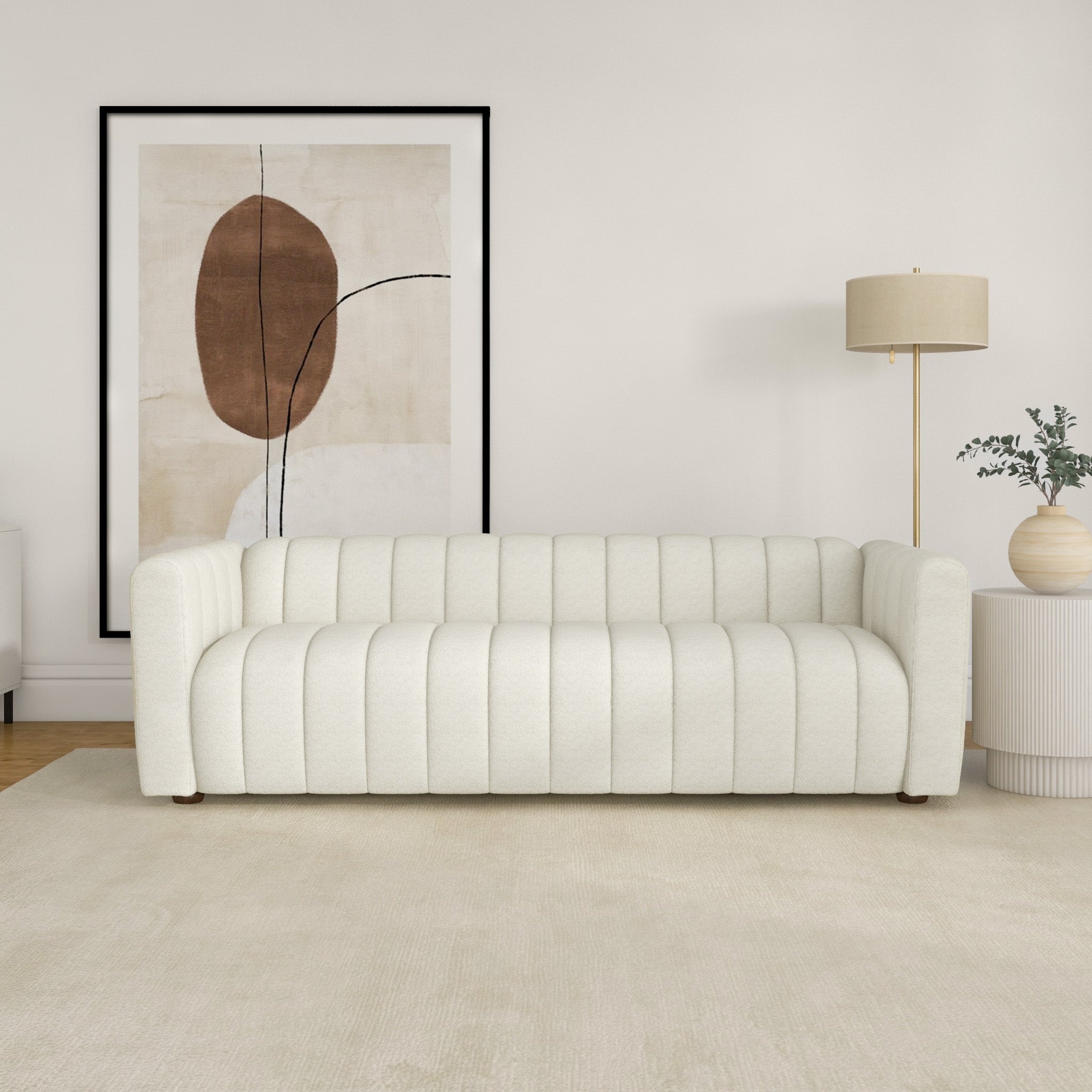 Clara White Boucle Sofa