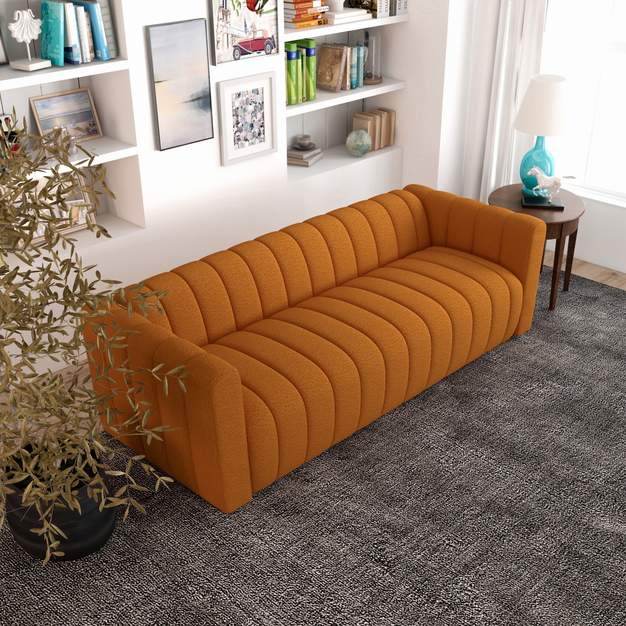 Clara Sofa Burnt Orange Boucle