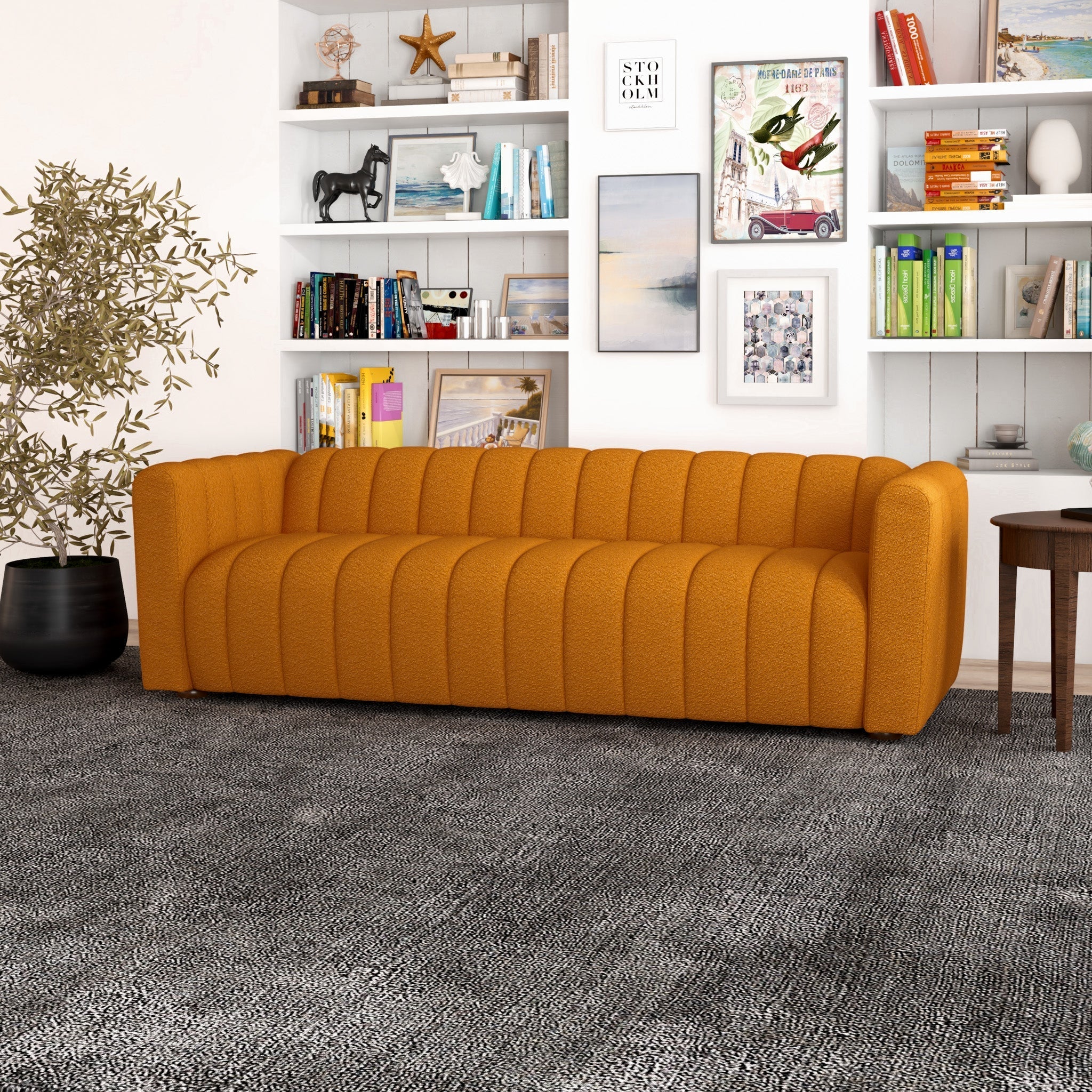 Clara Sofa Burnt Orange Boucle