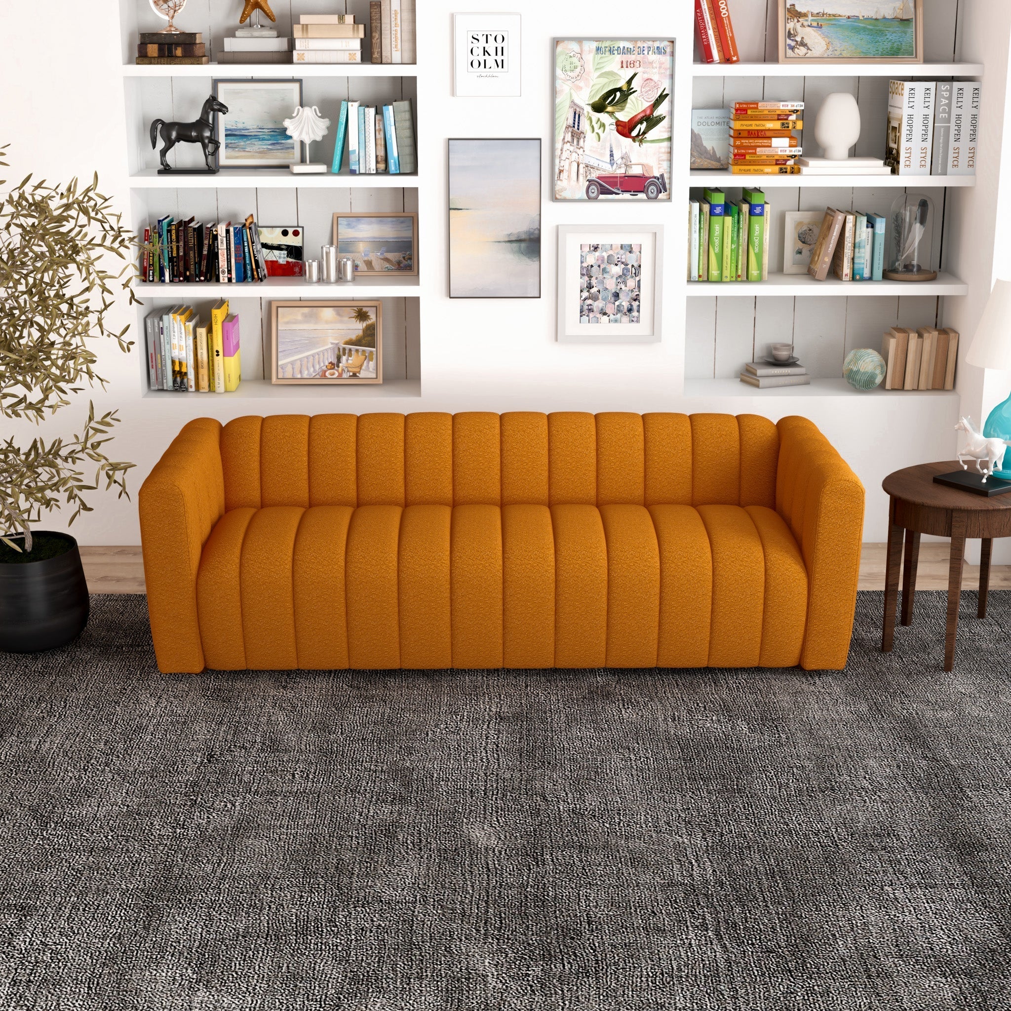 Clara Sofa Burnt Orange Boucle