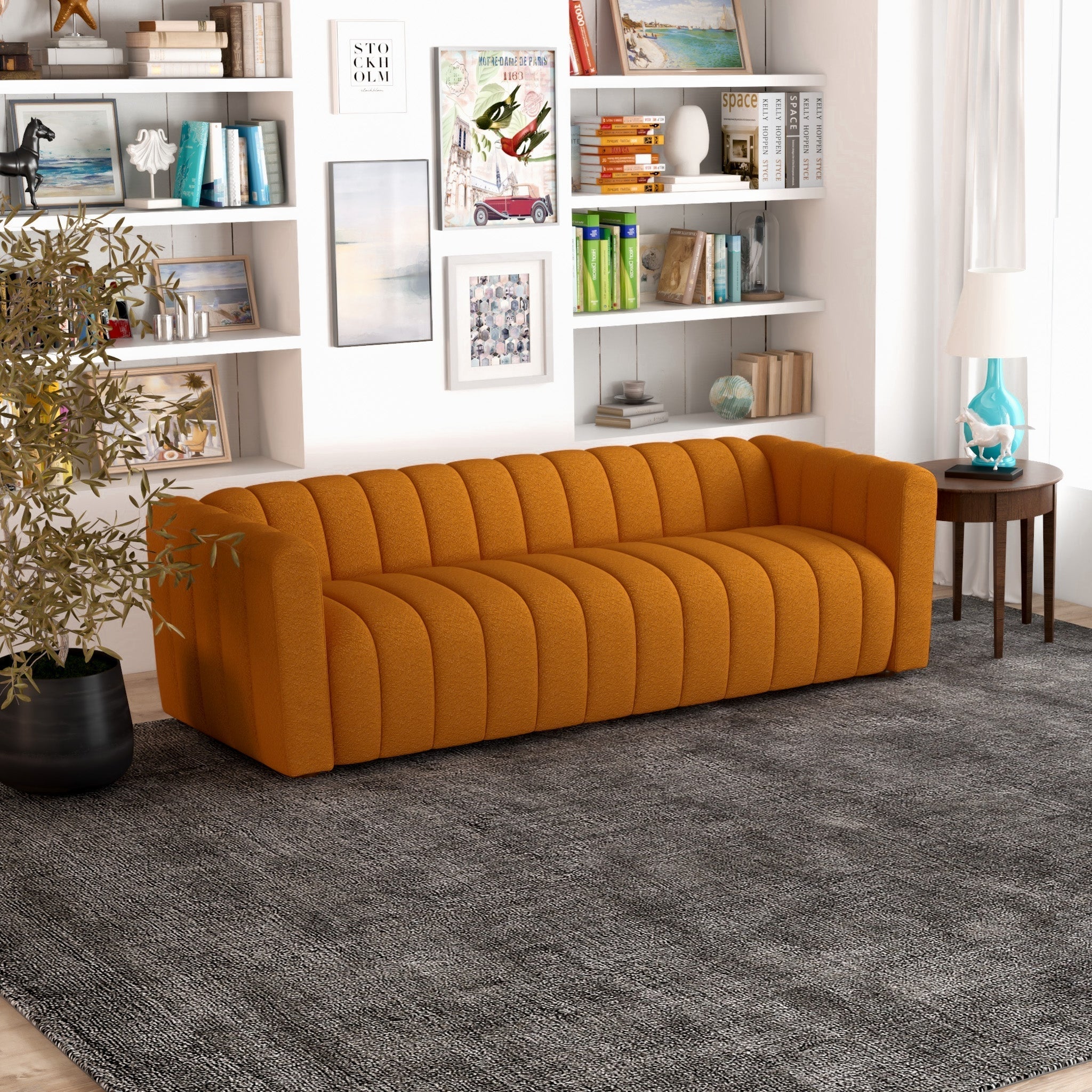 Clara Sofa Burnt Orange Boucle