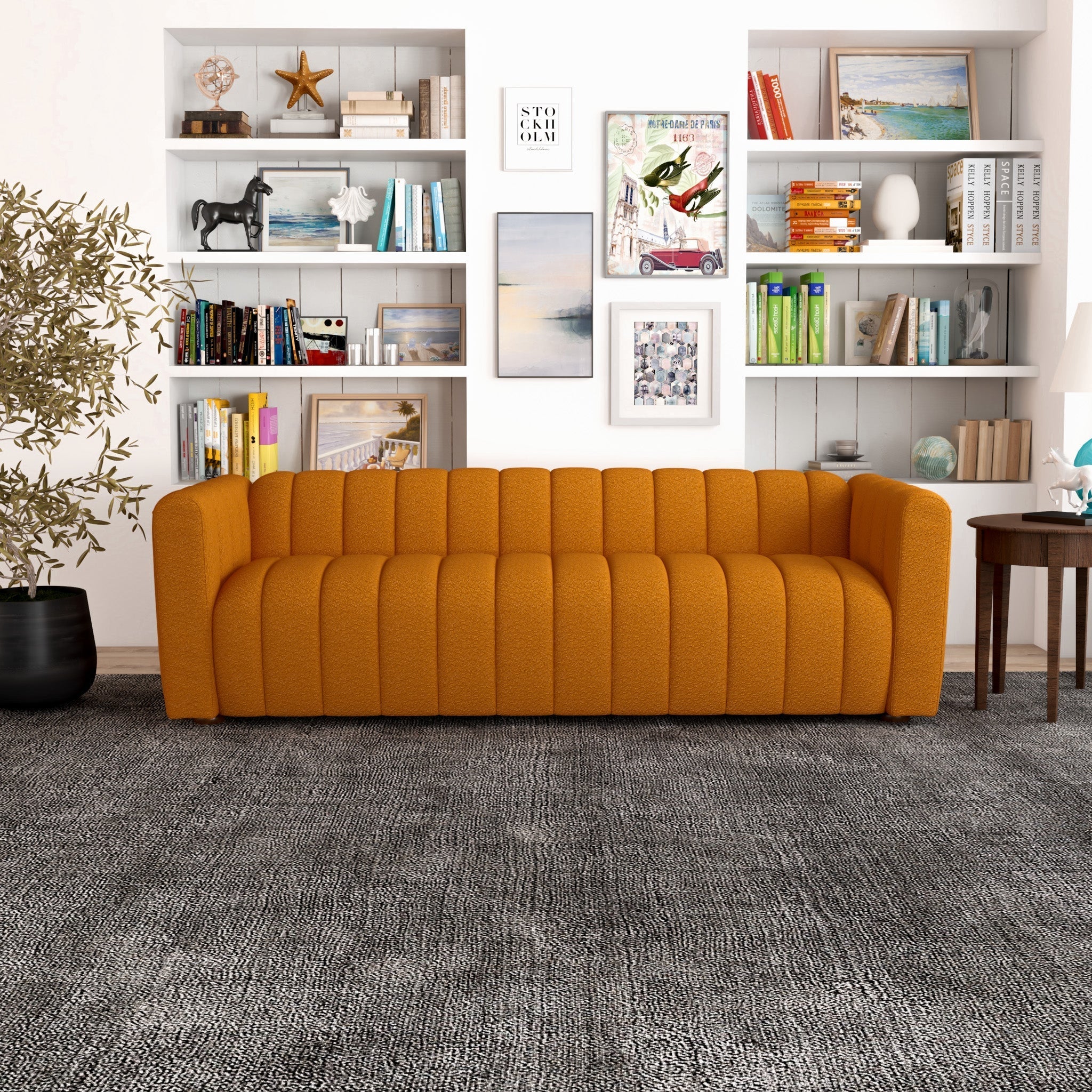 Clara Sofa Burnt Orange Boucle