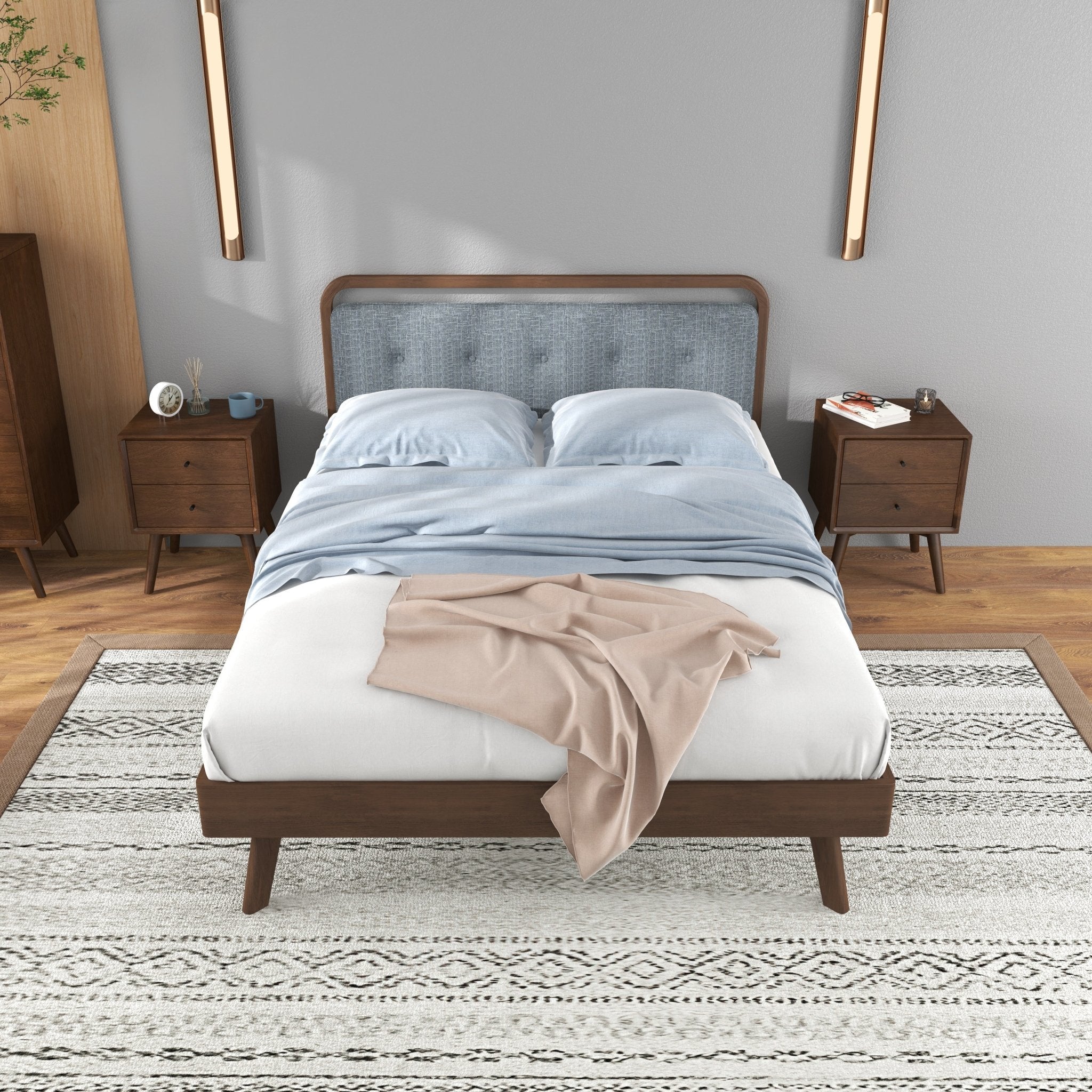 Modern Divani Wood Platform Bed Queen