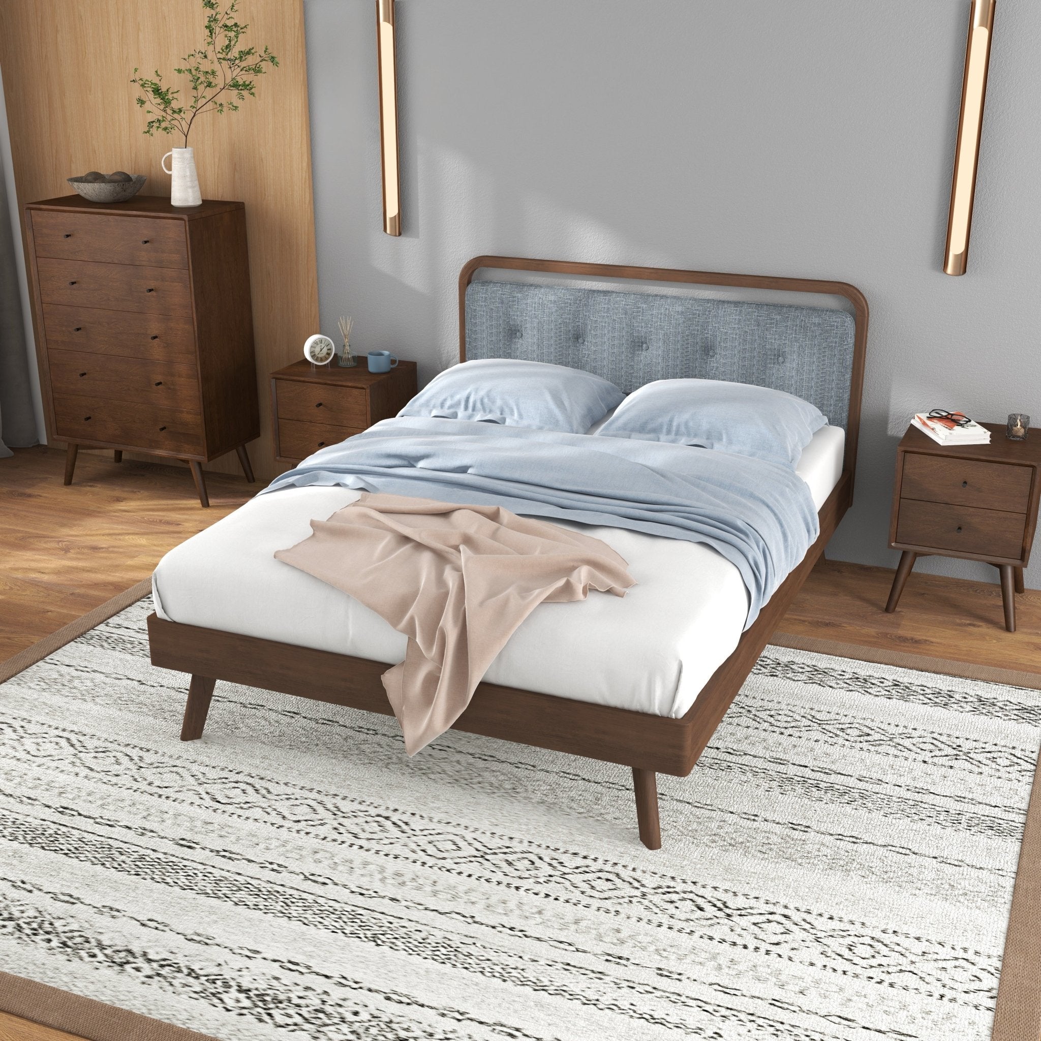 Modern Divani Wood Platform Bed Queen