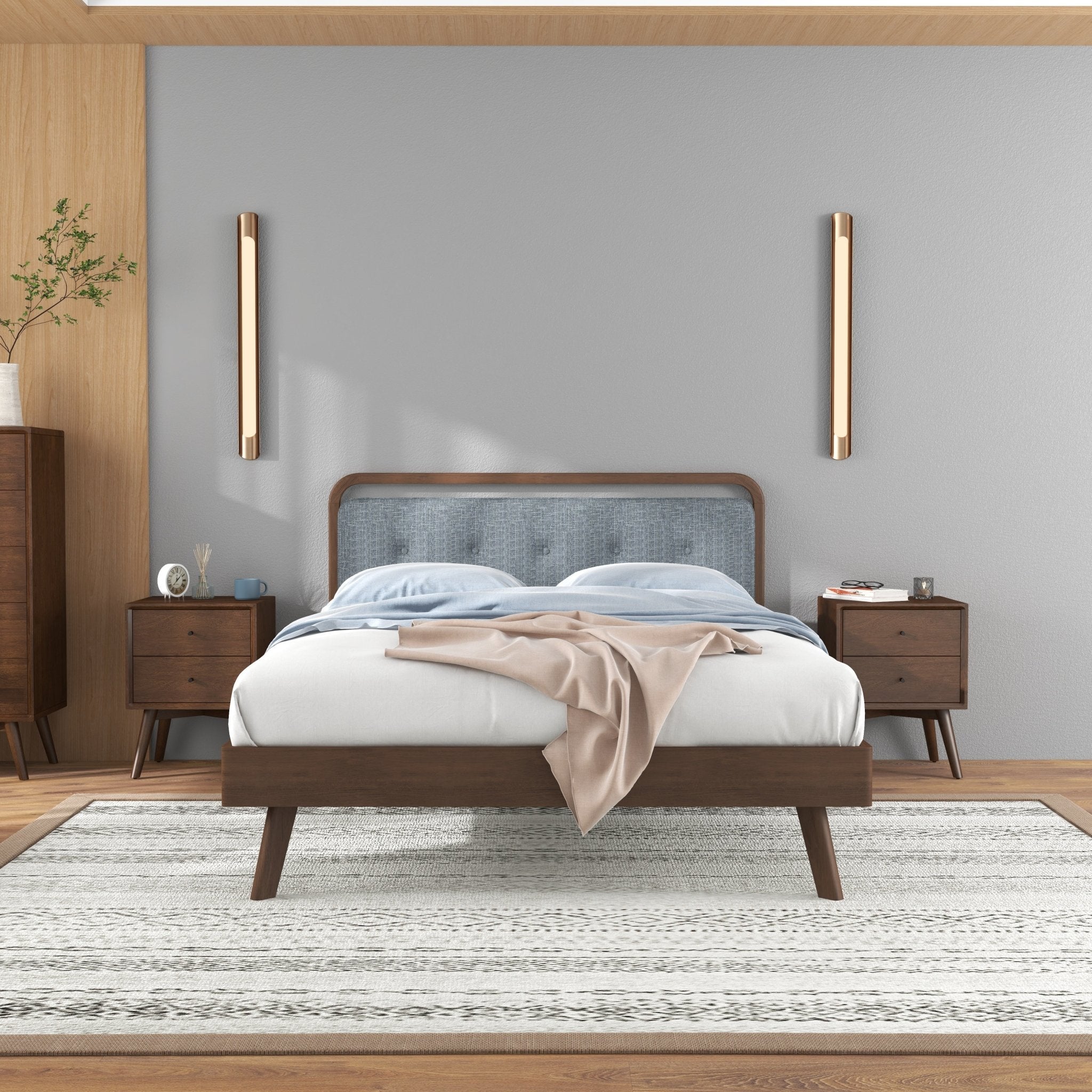 Modern Divani Wood Platform Bed Queen