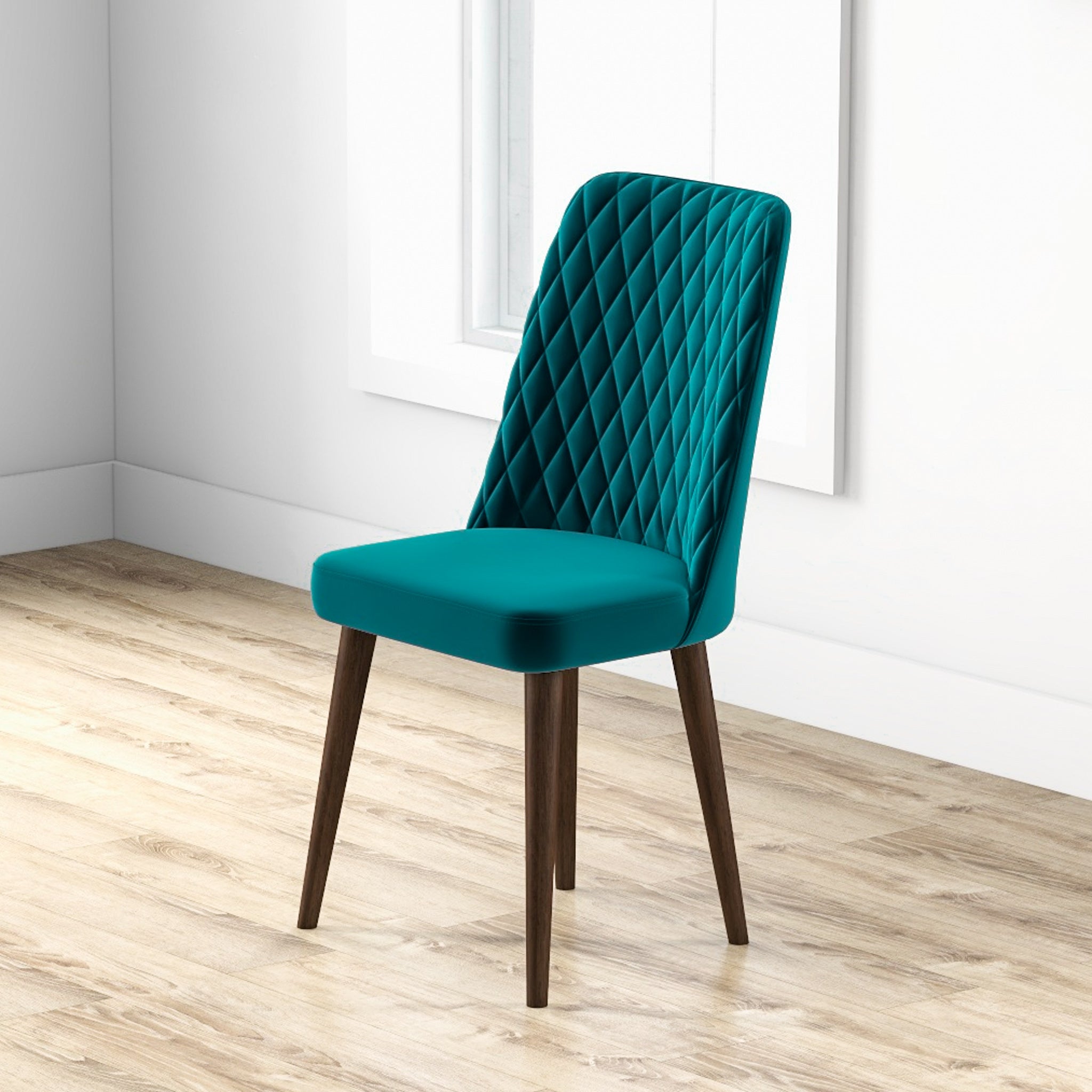 Evette Mid Century Modern Teal Dining Chair