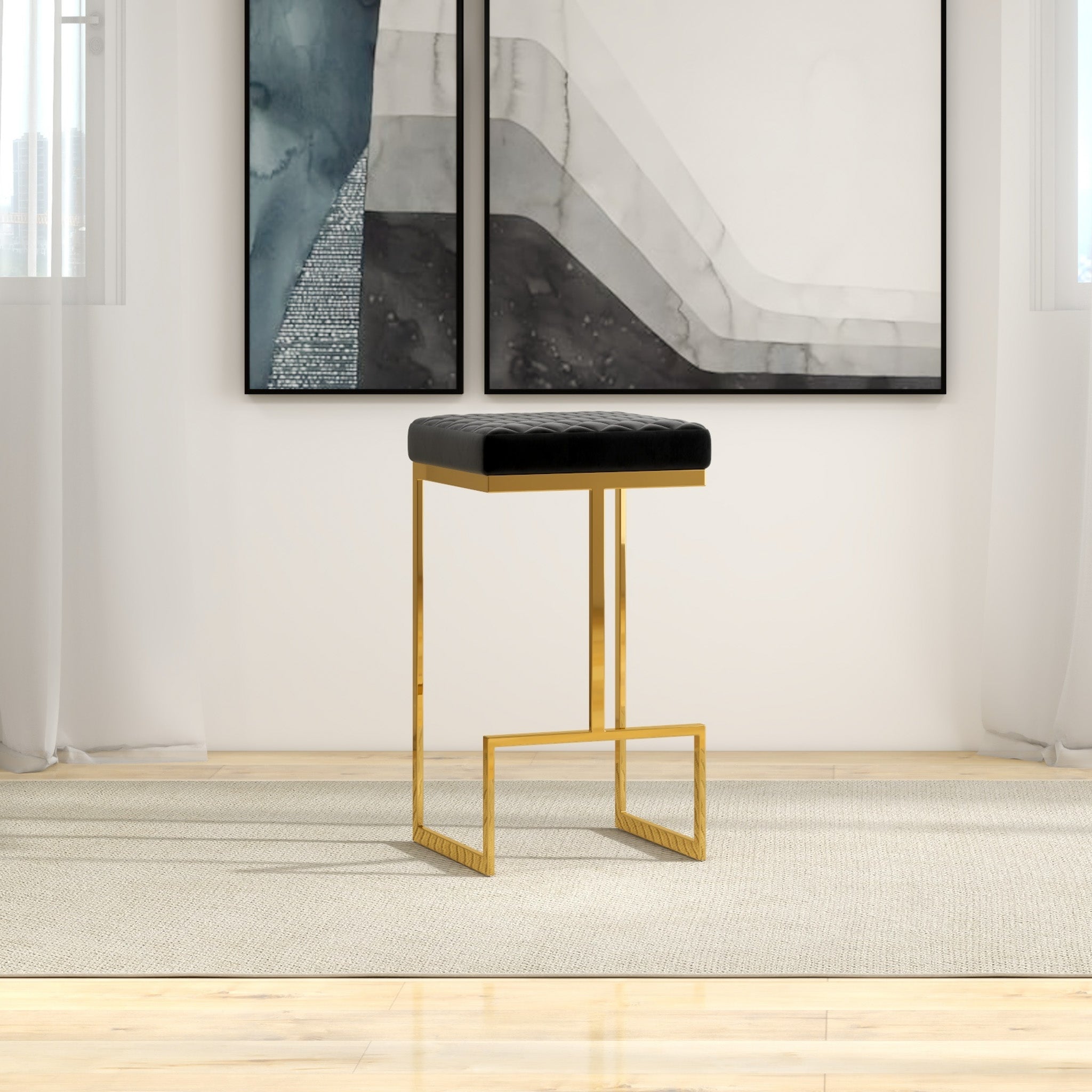 Felicia Bar Stool Black Velvet