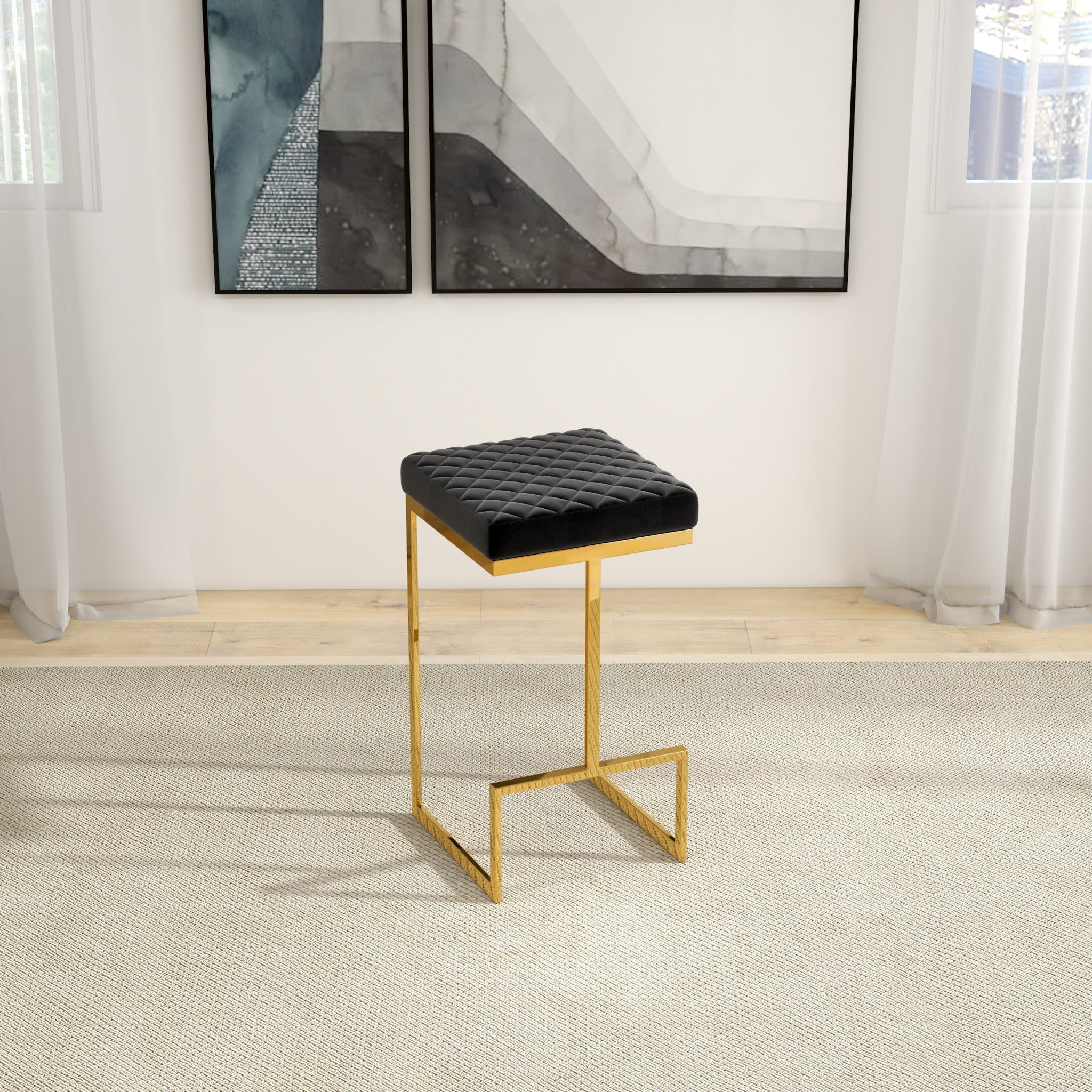 Felicia Bar Stool Black Velvet