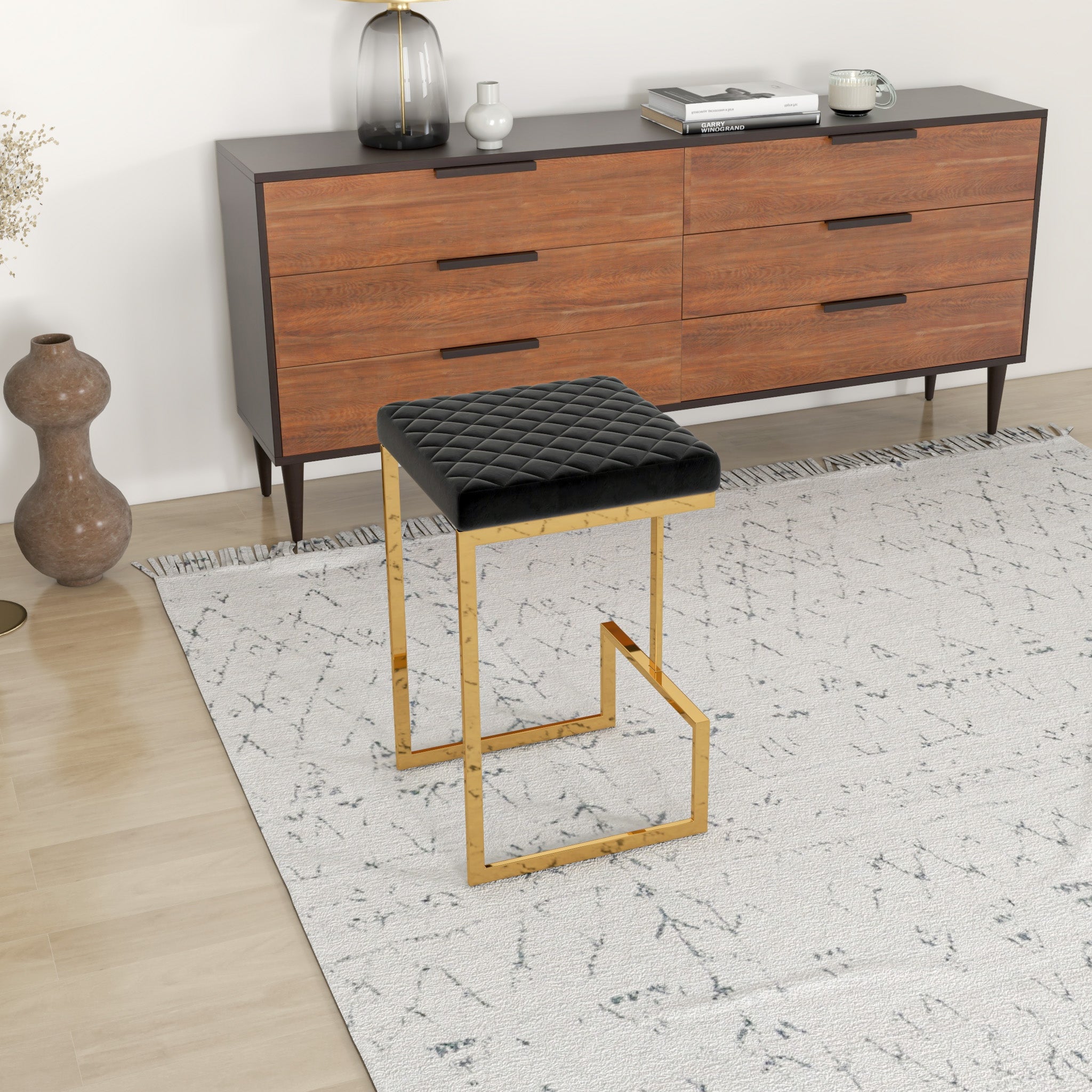 Felicia Counter Stool Black Velvet