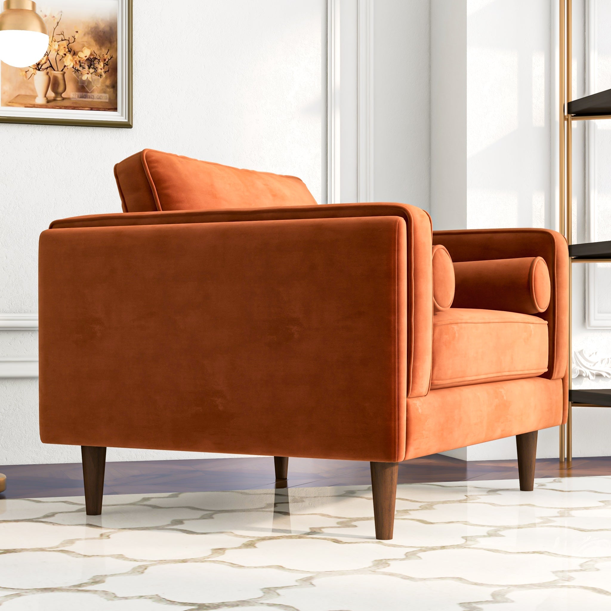 Fordham Lounge Chair Burnt Orange Velvet