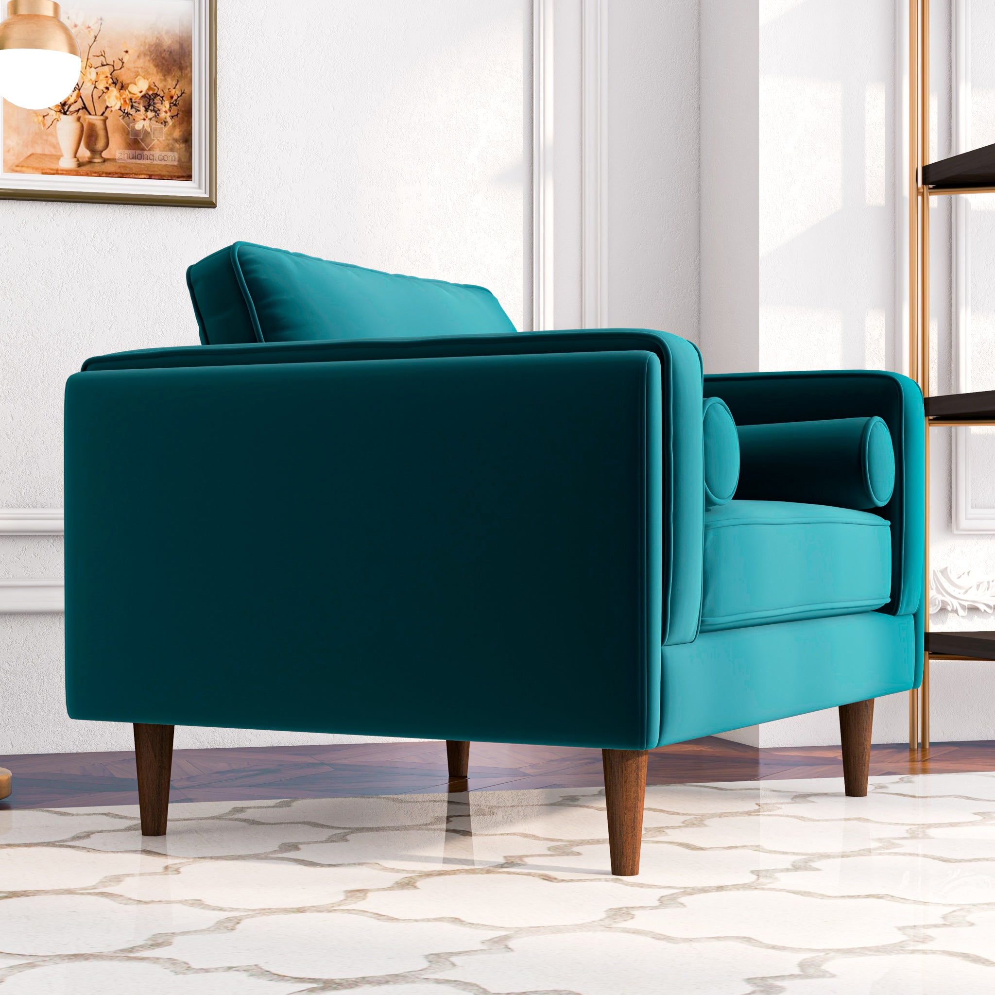 Fordham Lounge Chair Teal Velvet