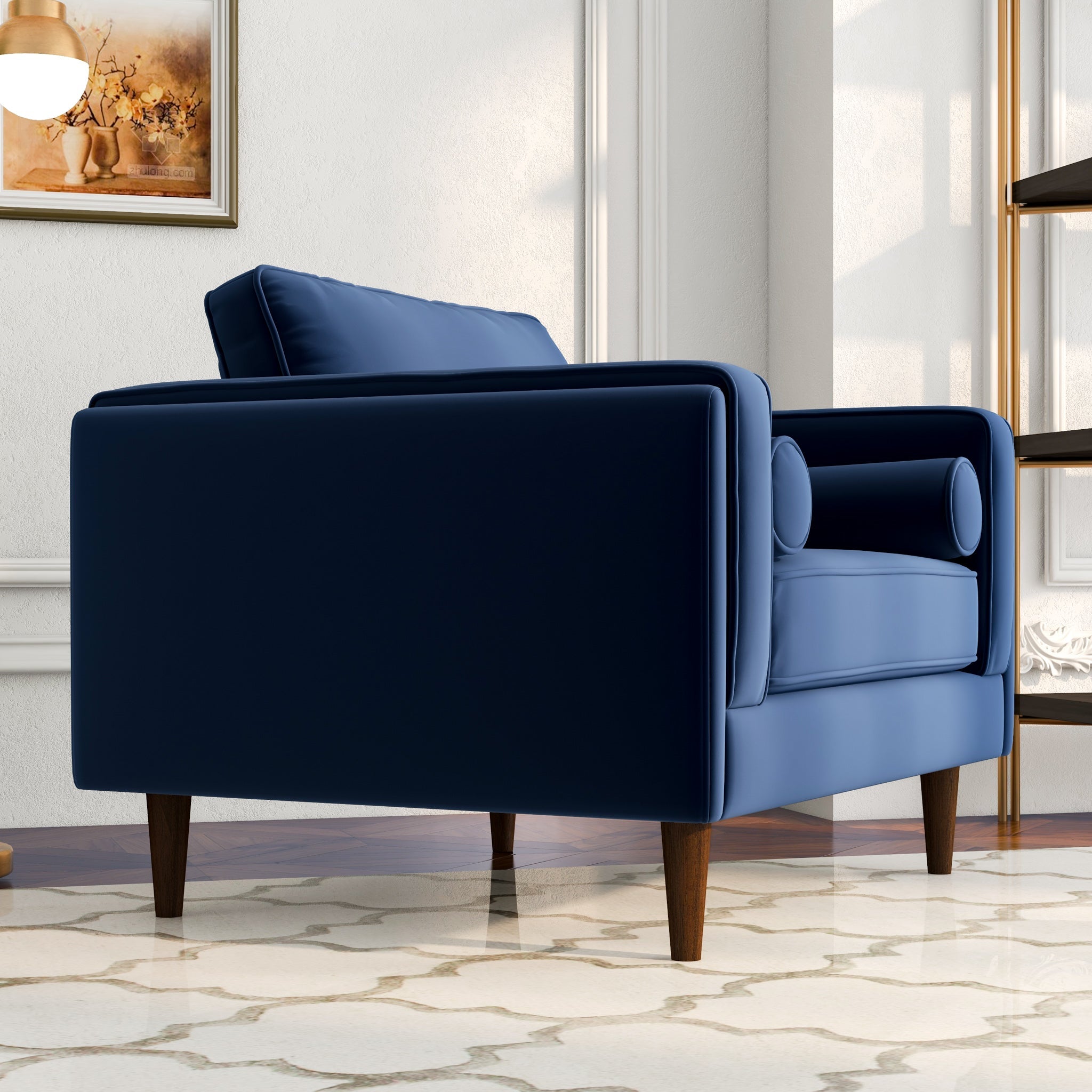 Fordham Lounge Chair Navy Blue Velvet