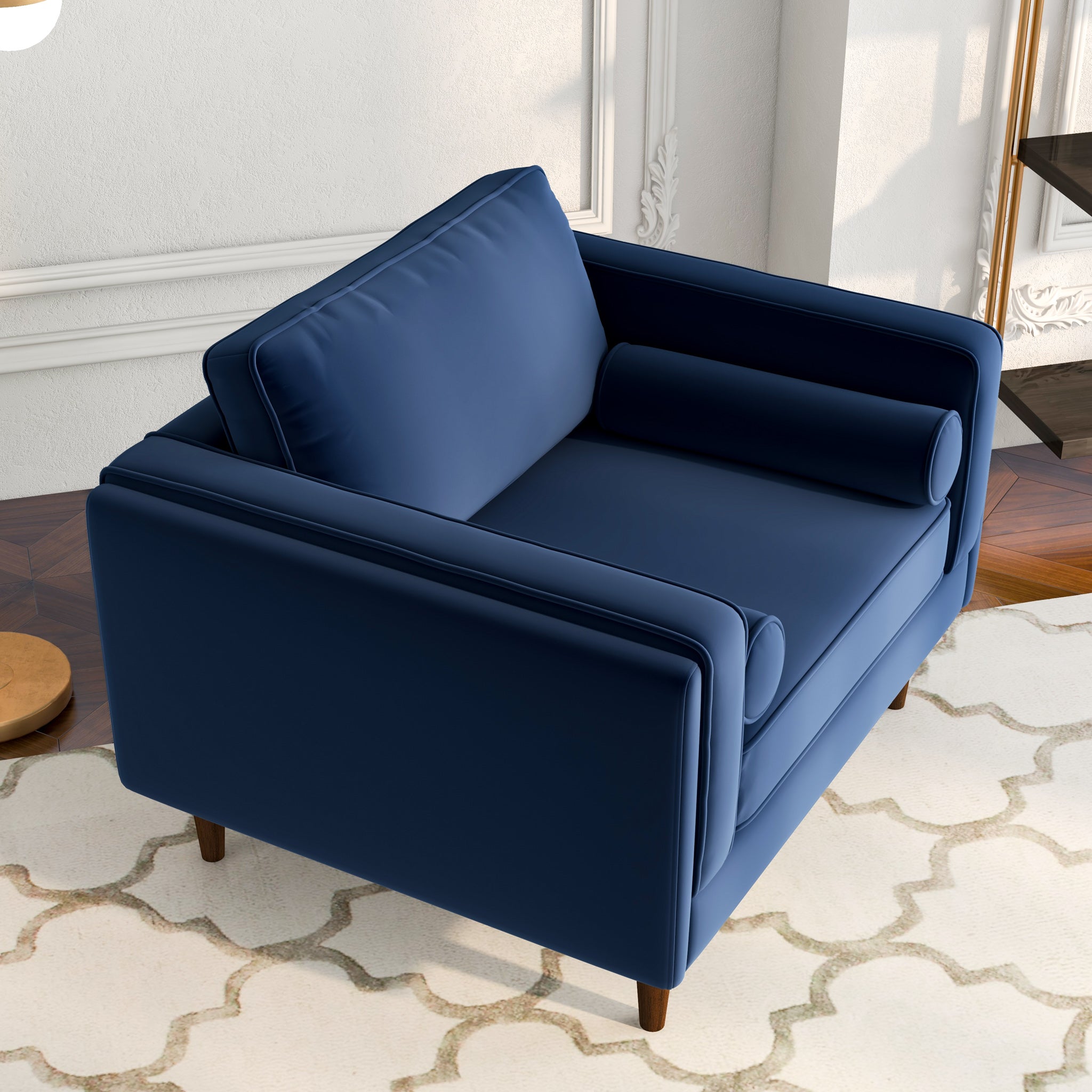 Fordham Lounge Chair Navy Blue Velvet