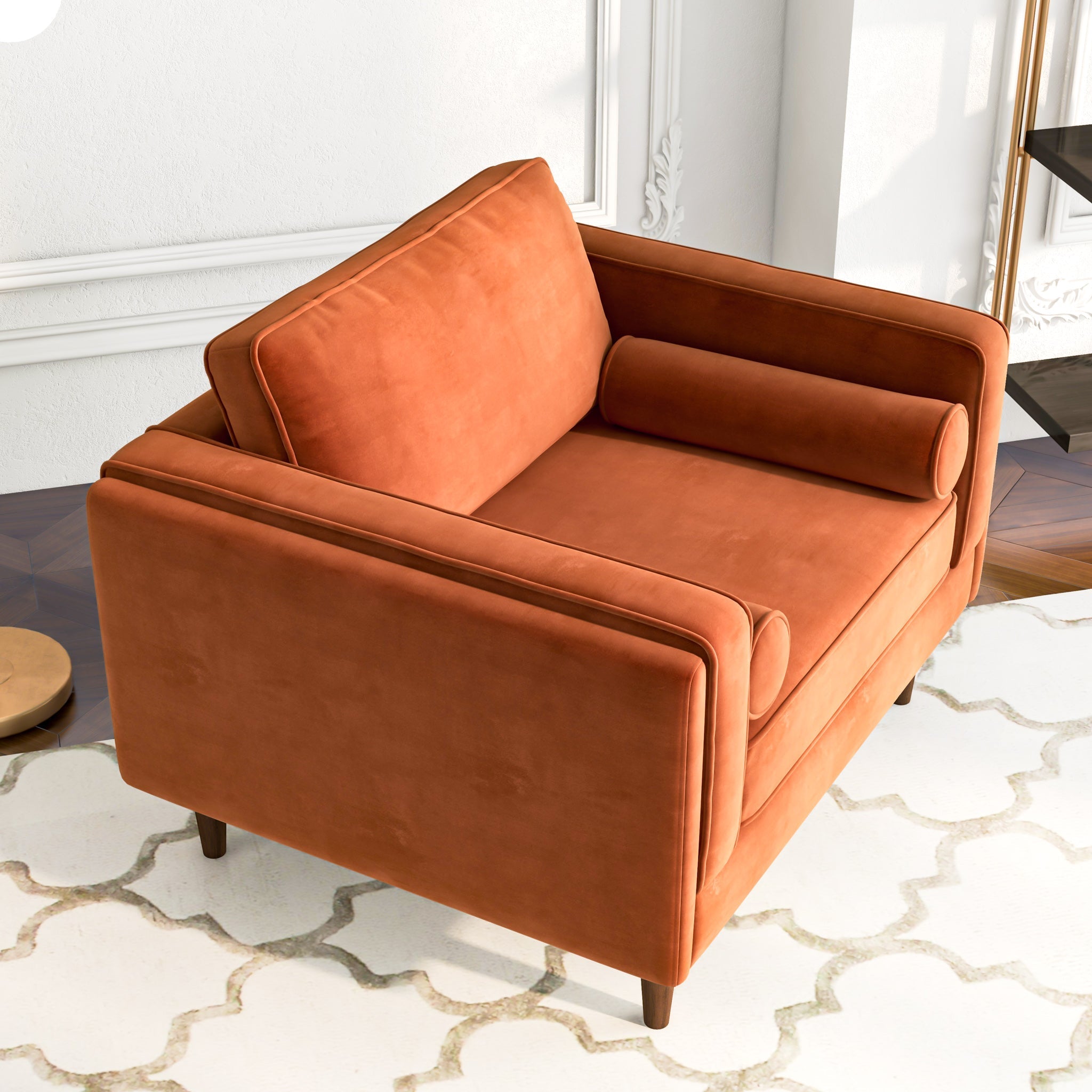 Fordham Lounge Chair Burnt Orange Velvet