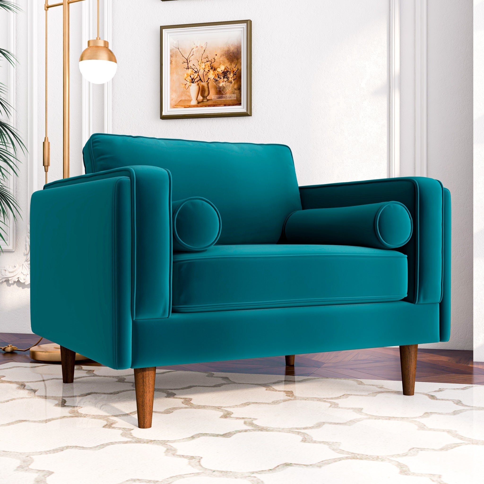 Fordham Lounge Chair Teal Velvet