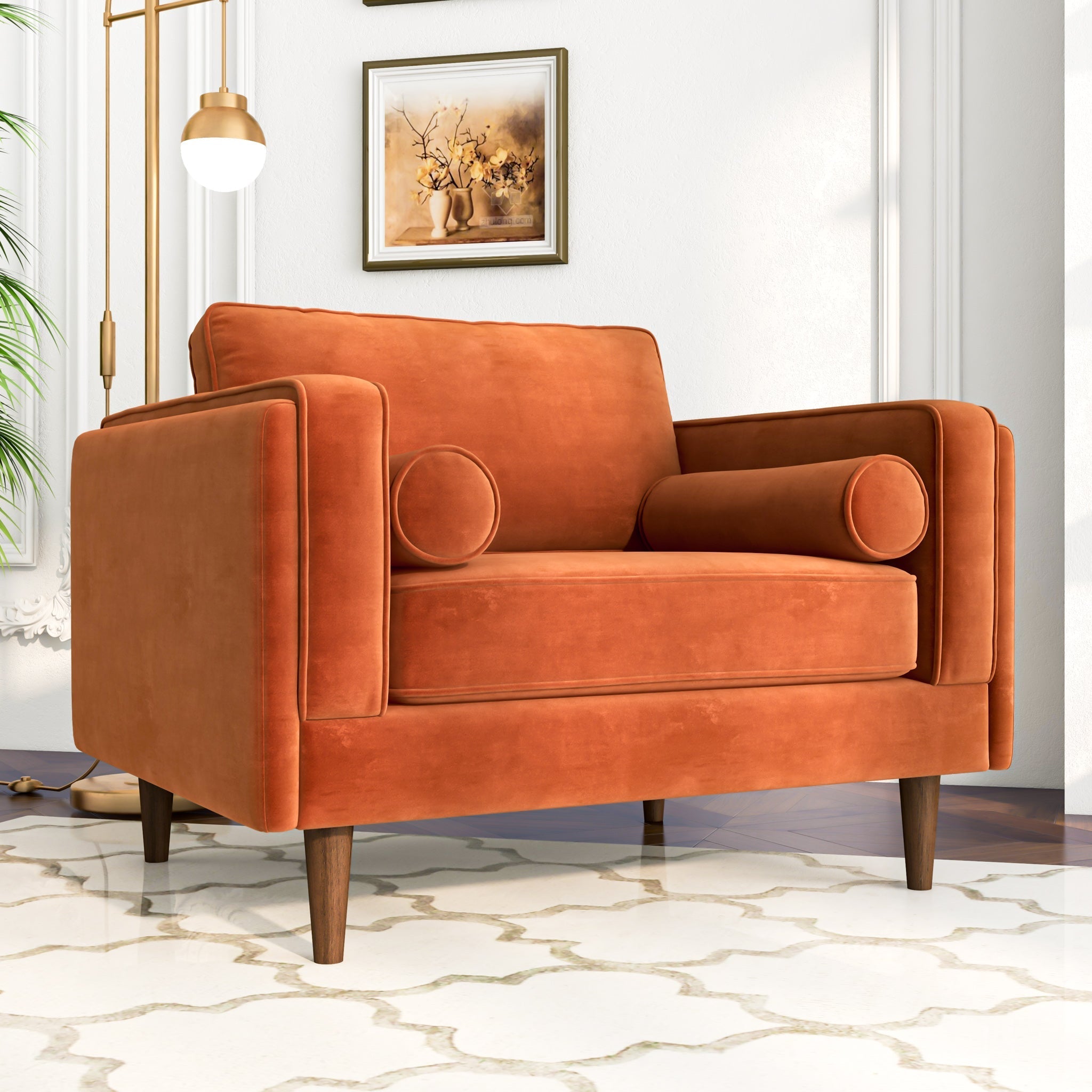 Fordham Lounge Chair Burnt Orange Velvet