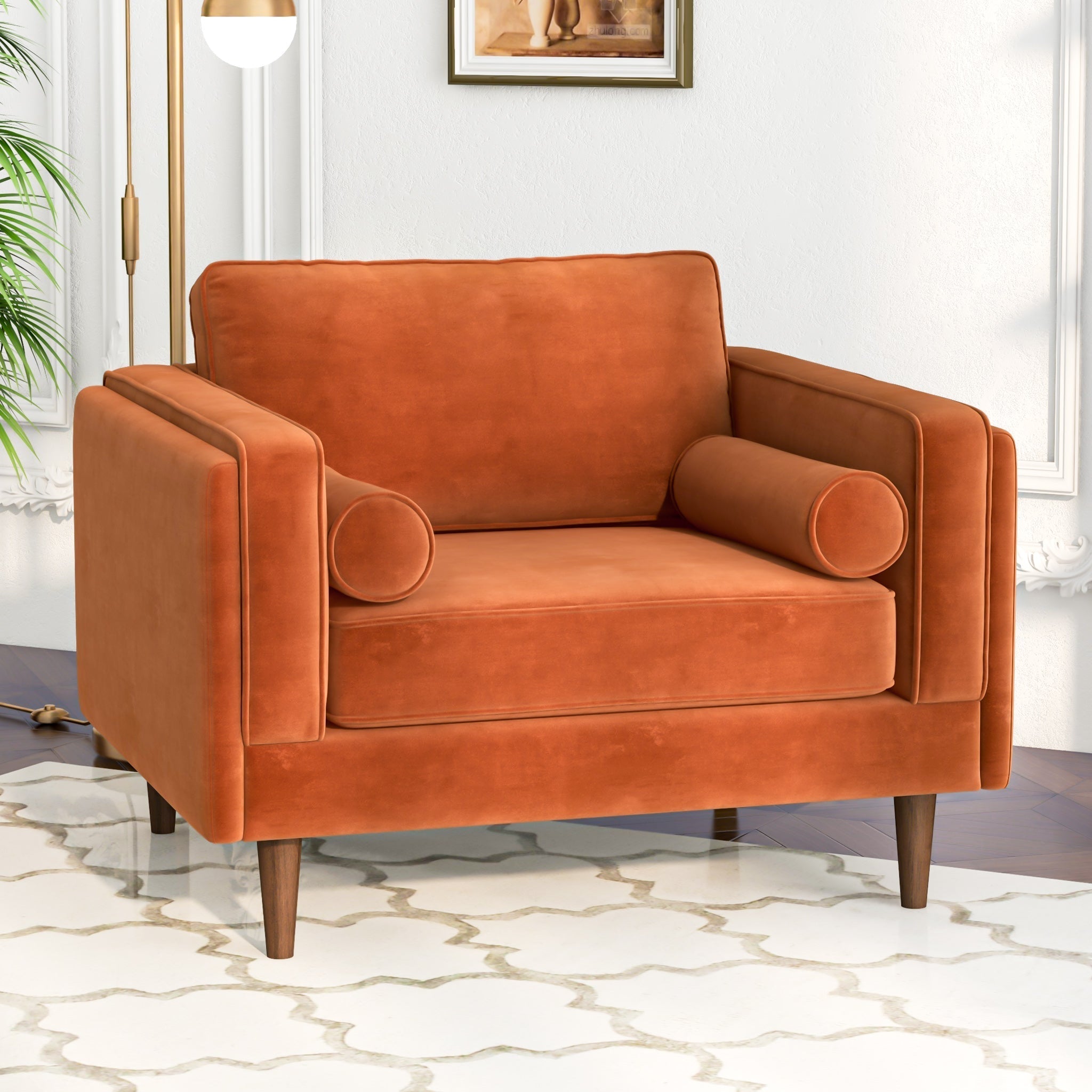 Fordham Lounge Chair Burnt Orange Velvet