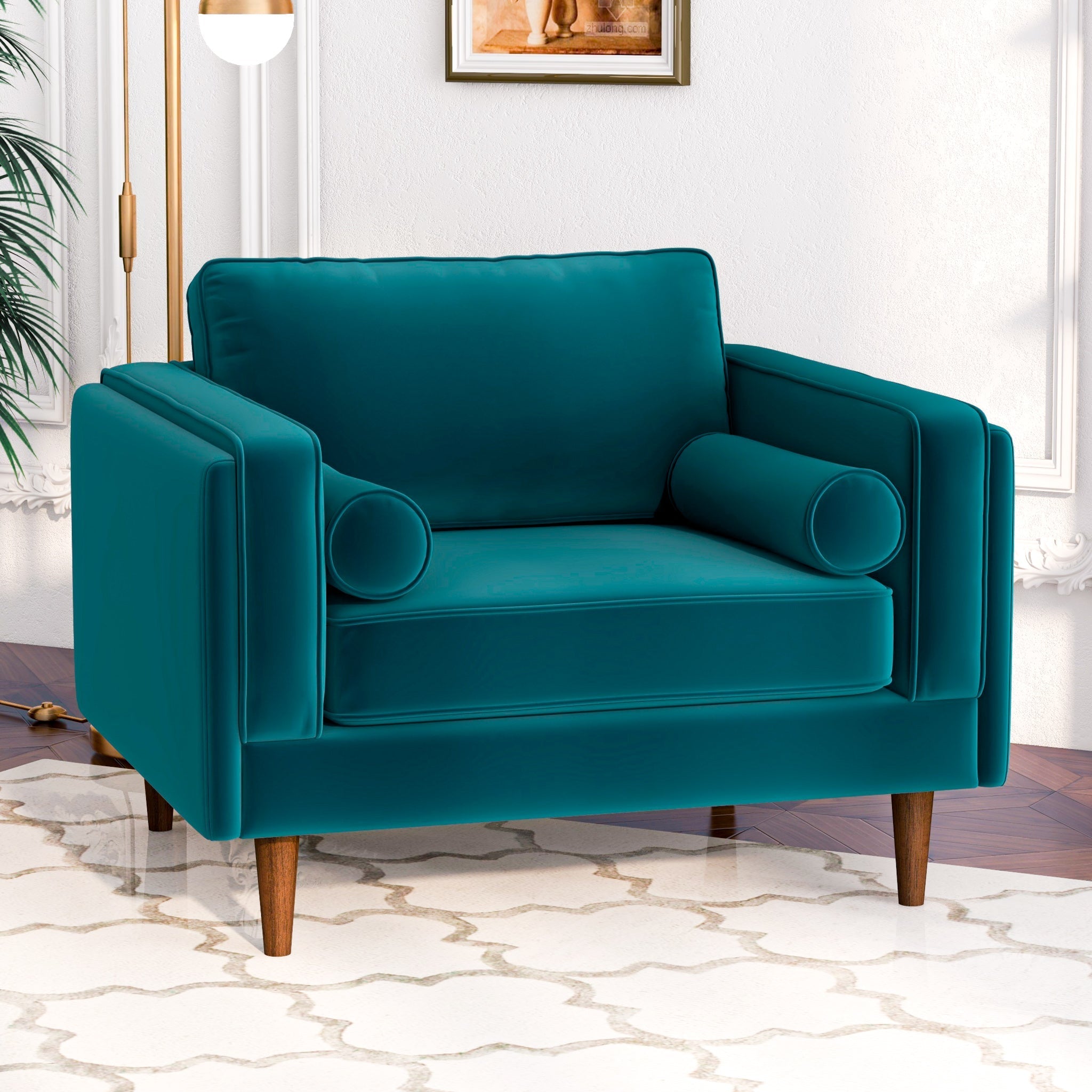 Fordham Lounge Chair Teal Velvet