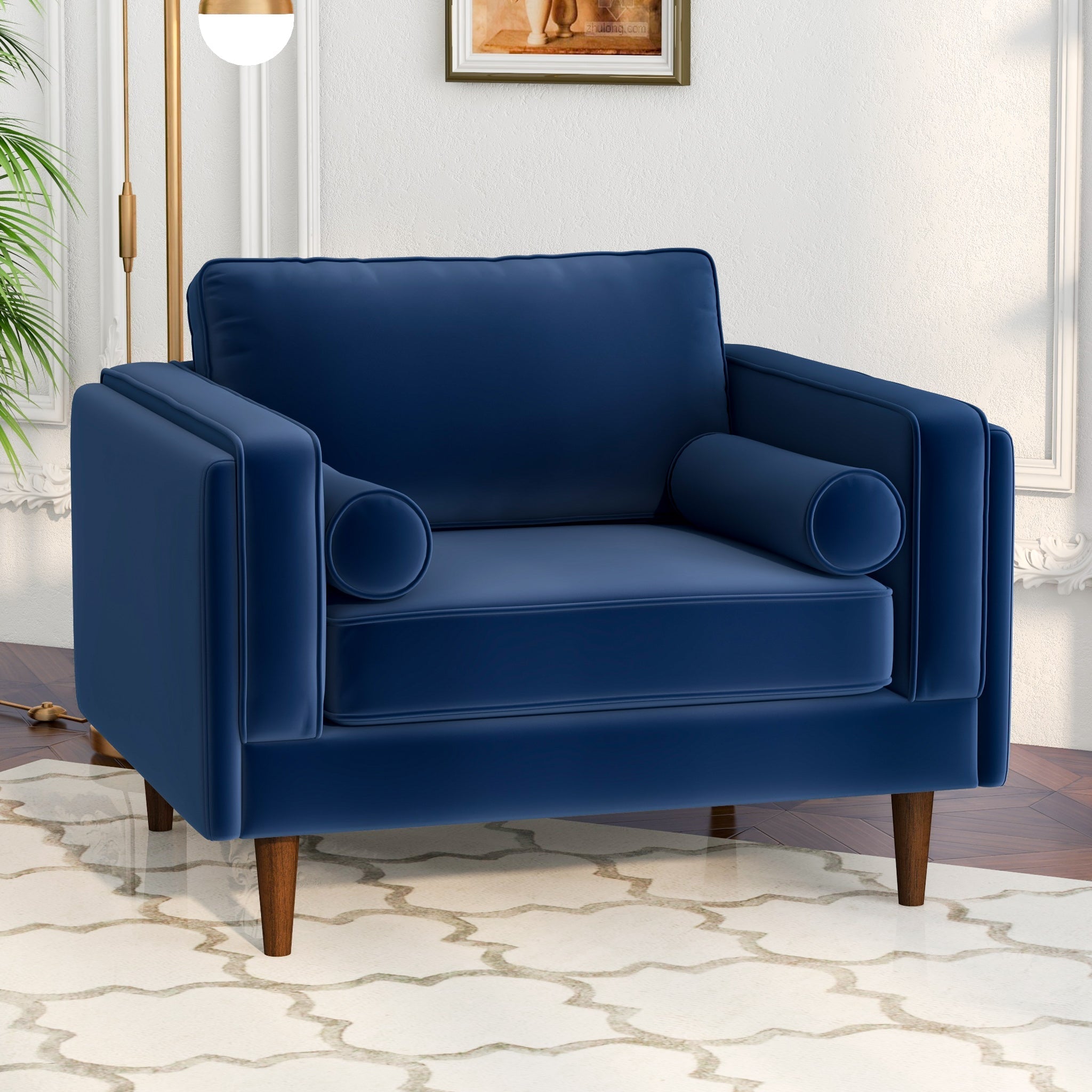 Fordham Lounge Chair Navy Blue Velvet