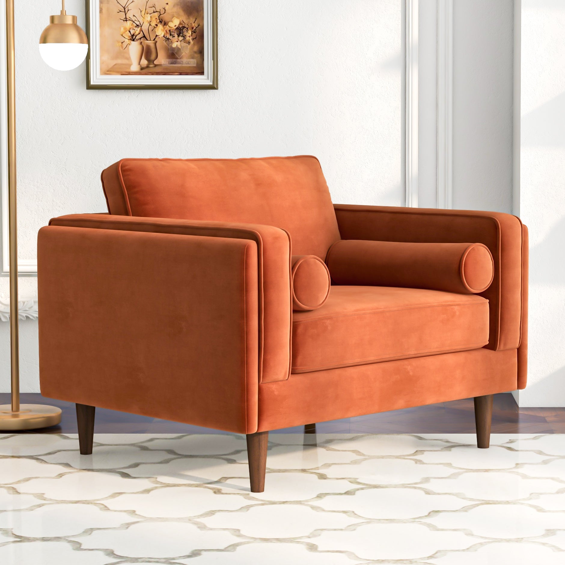 Fordham Lounge Chair Burnt Orange Velvet