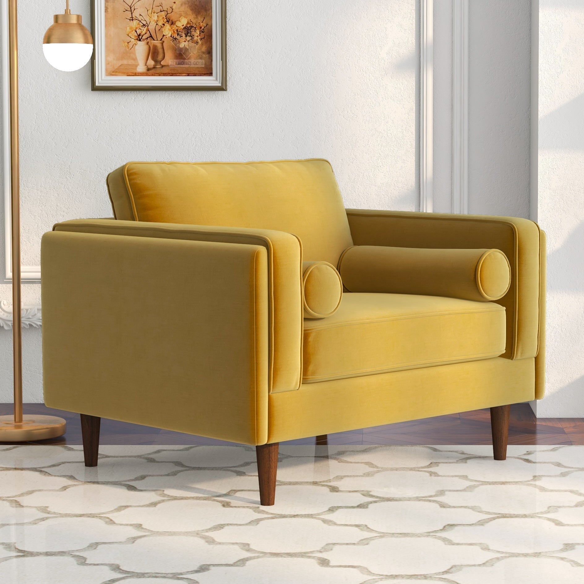 Fordham Gold Velvet Lounge Chair