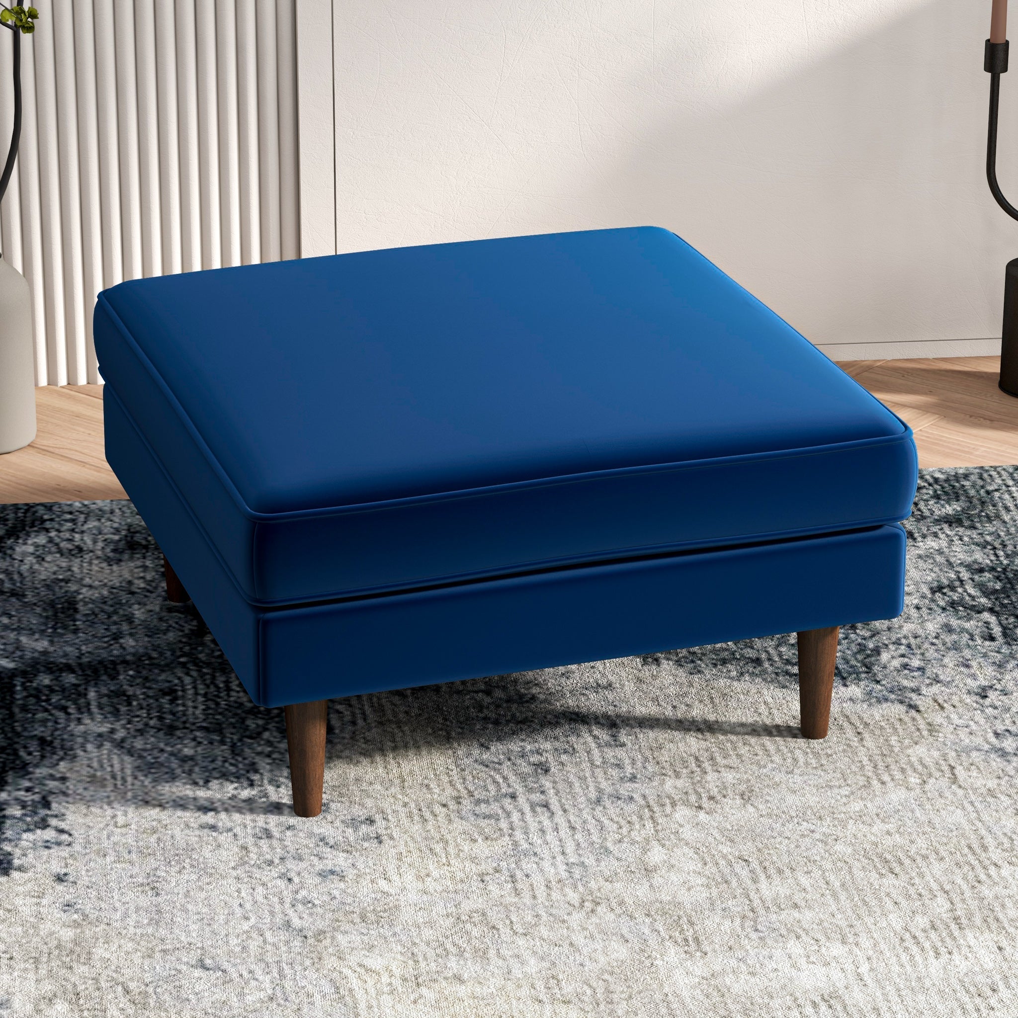 Fordham Ottoman Blue Velvet