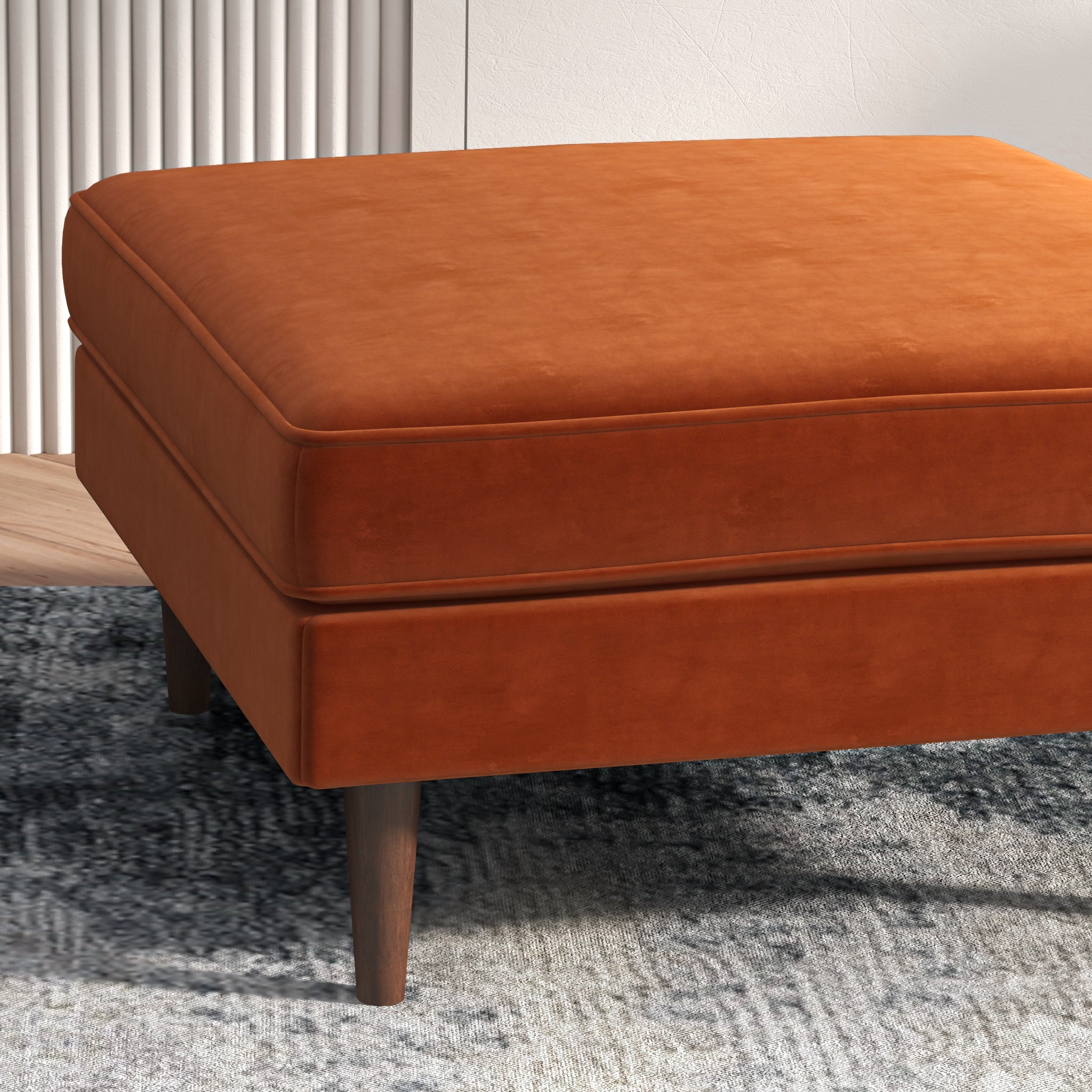 Fordham Ottoman Burnt Orange Velvet