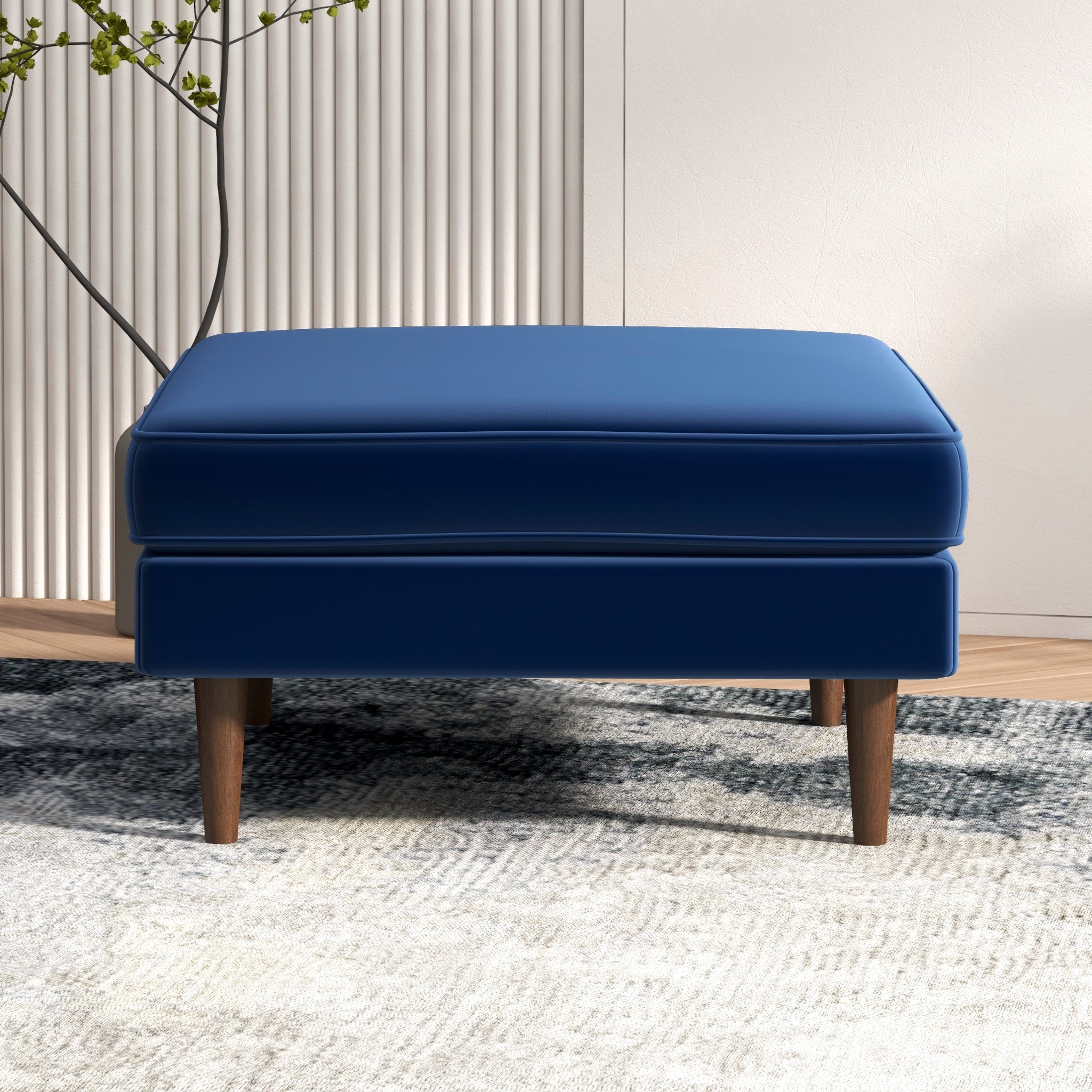 Fordham Ottoman Blue Velvet