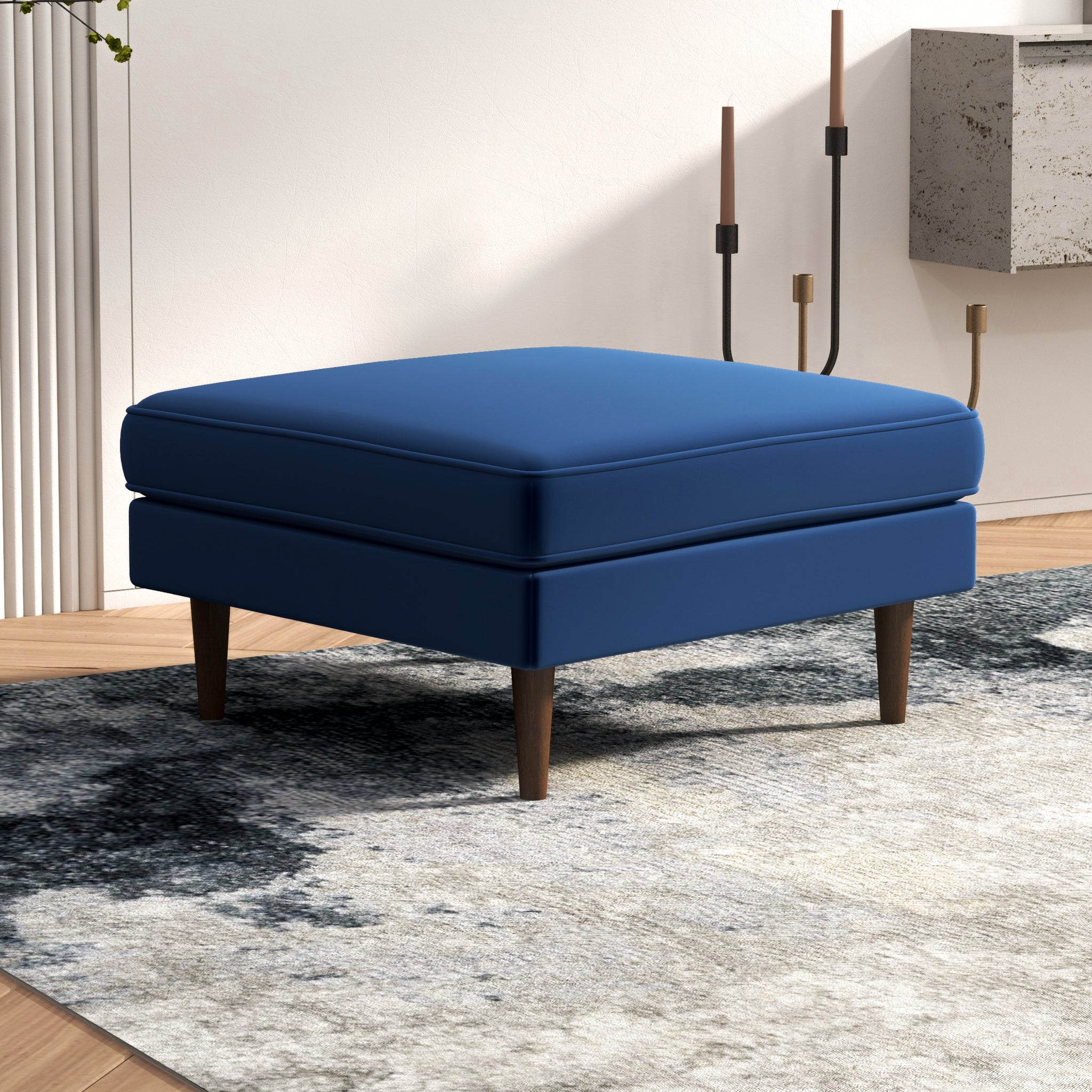 Fordham Ottoman Blue Velvet