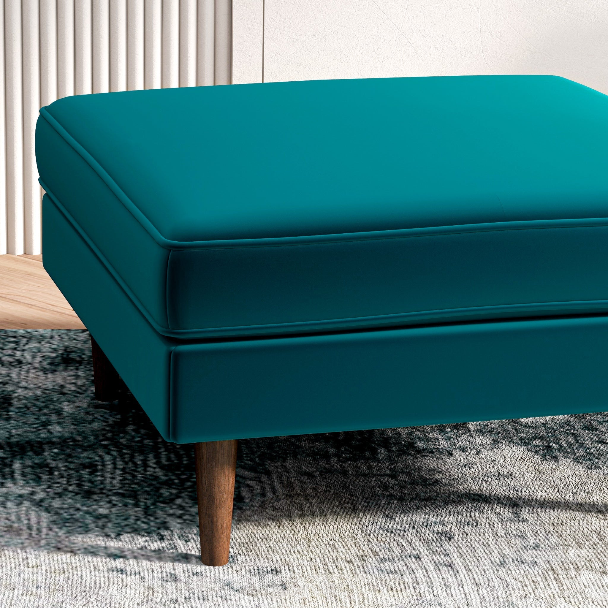 Fordham Ottoman Teal Velvet