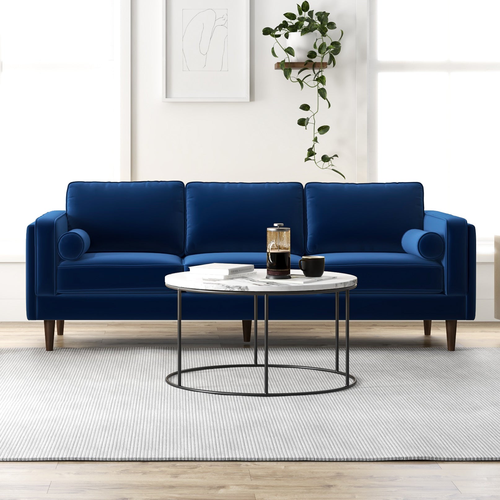 Fordham Sofa Navy Blue Velvet