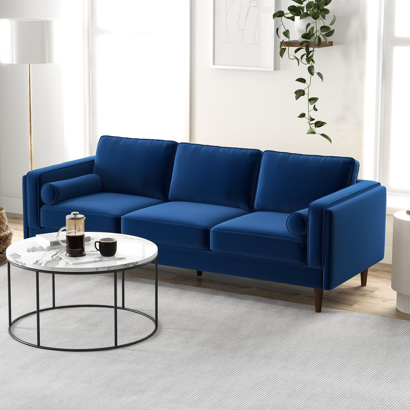 Fordham Sofa Navy Blue Velvet