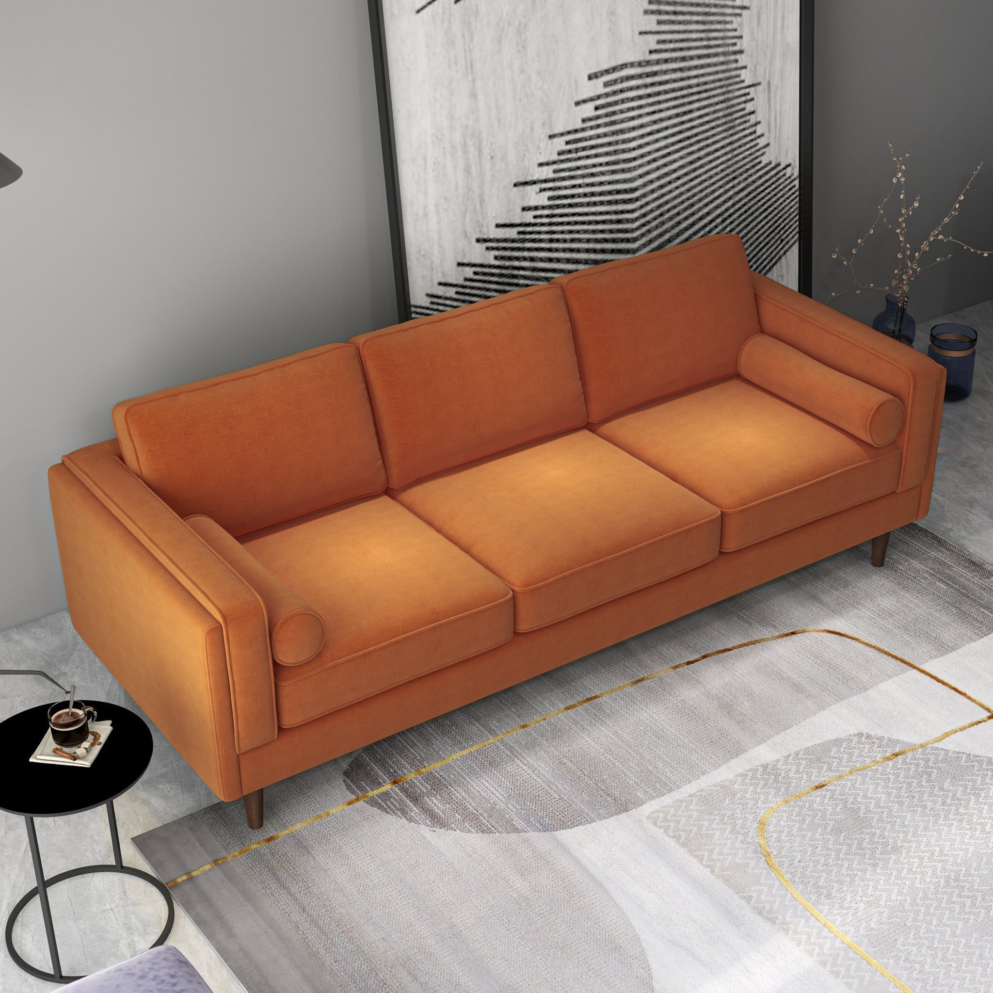 Fordham Sofa Burnt Orange Velvet