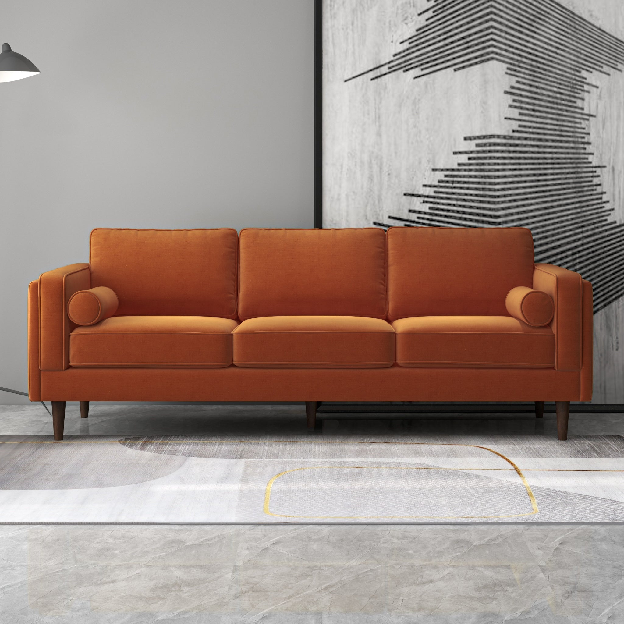 Fordham Sofa Burnt Orange Velvet