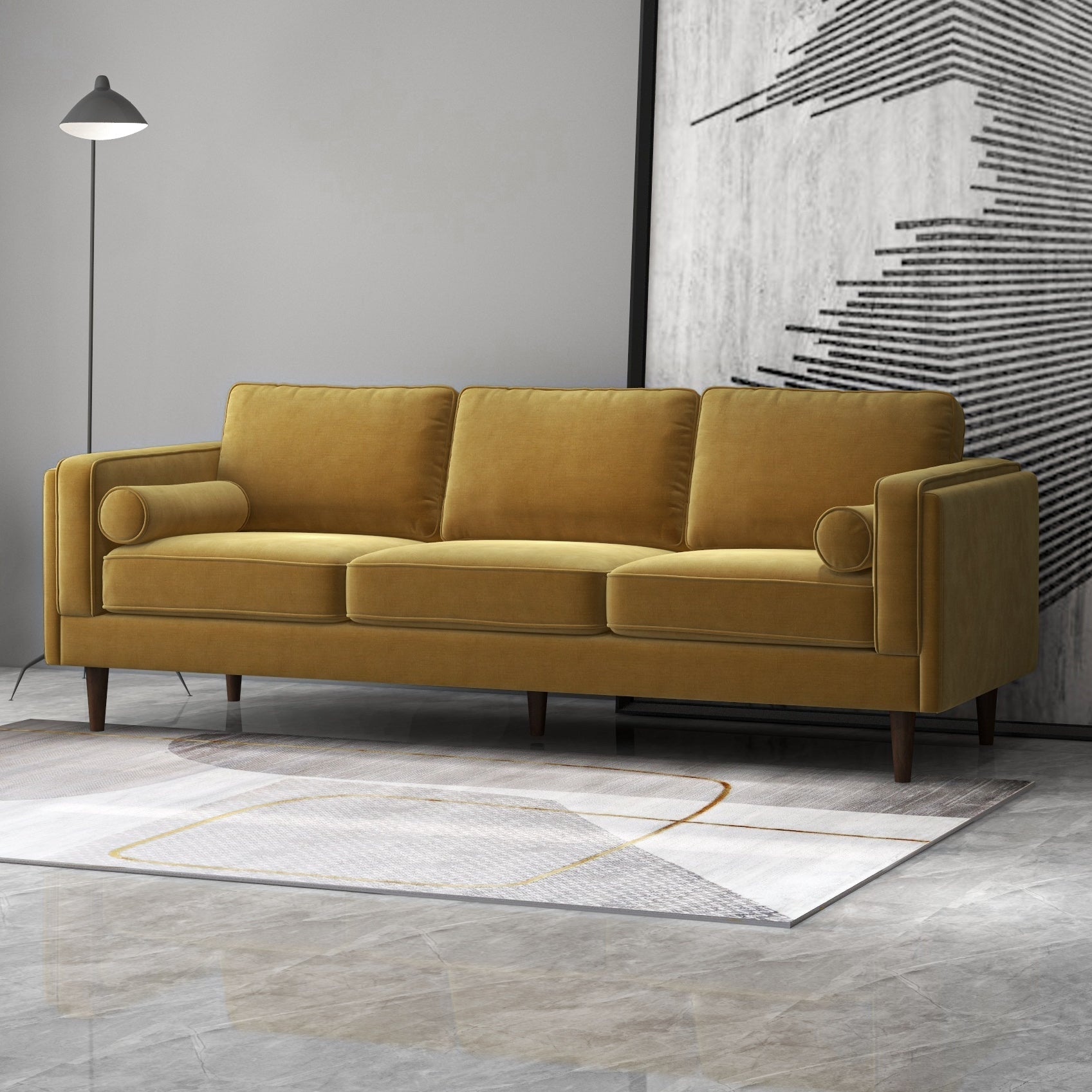 Fordham Sofa Gold Velvet