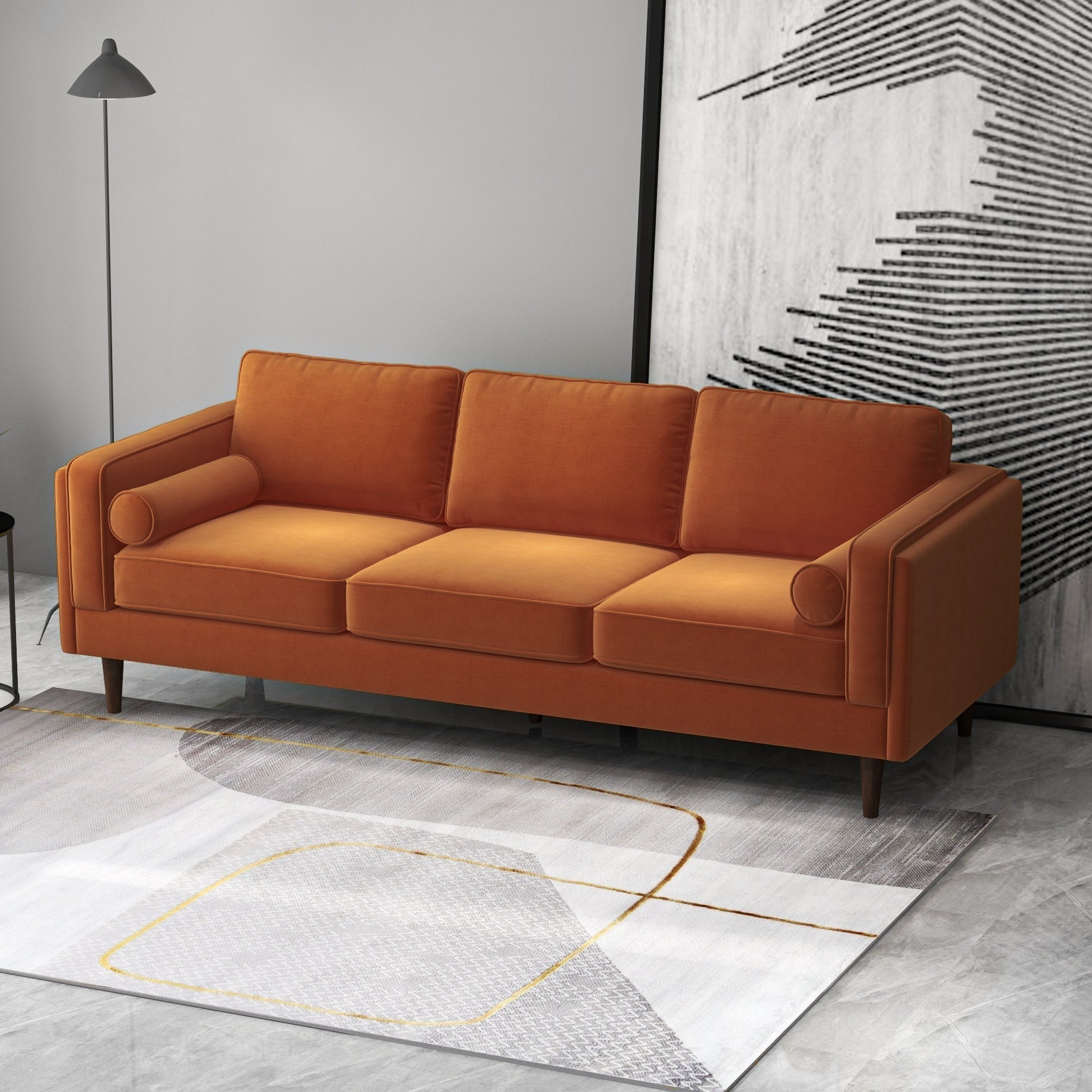 Fordham Sofa Burnt Orange Velvet