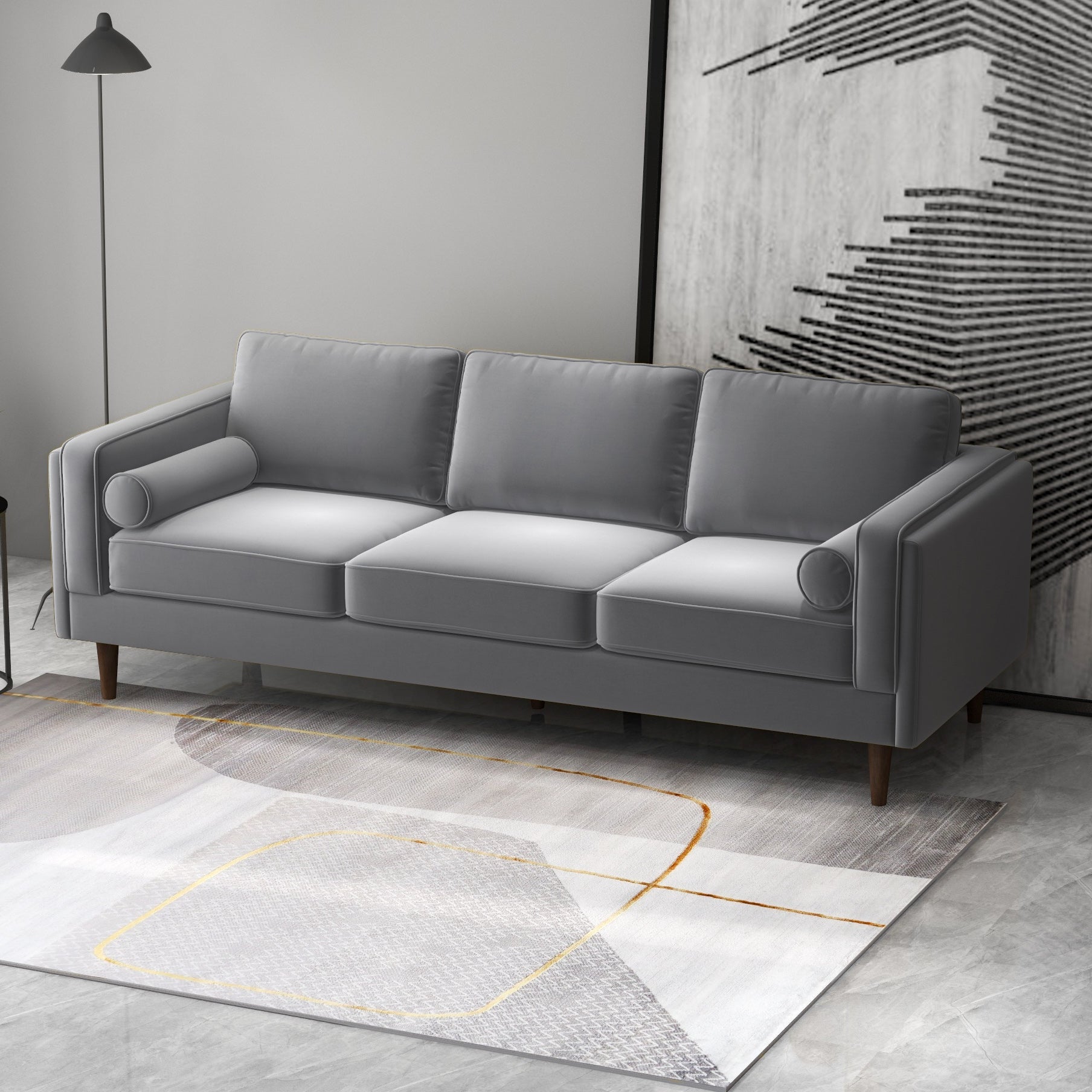 Fordham Grey Velvet Sofa