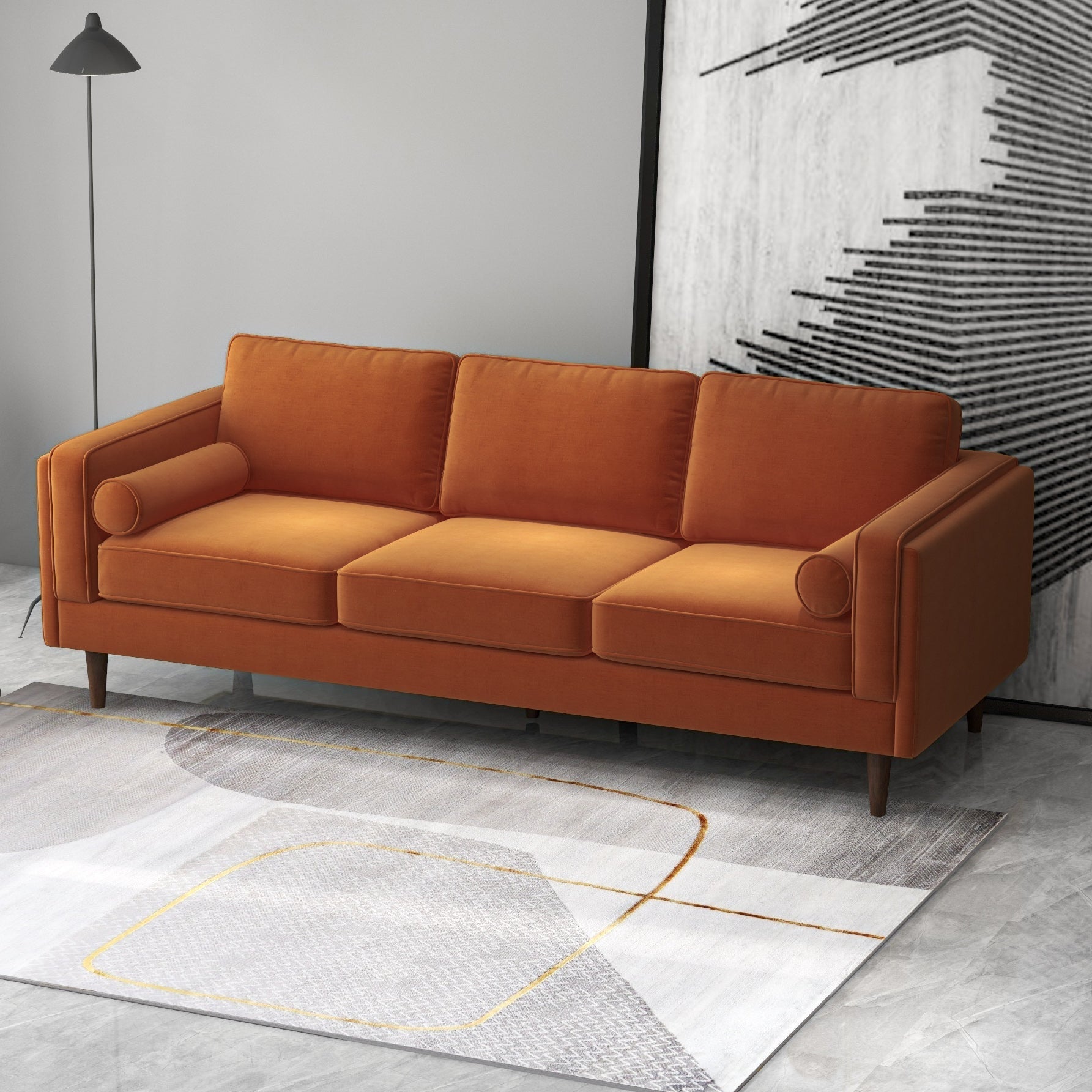 Fordham Sofa Burnt Orange Velvet