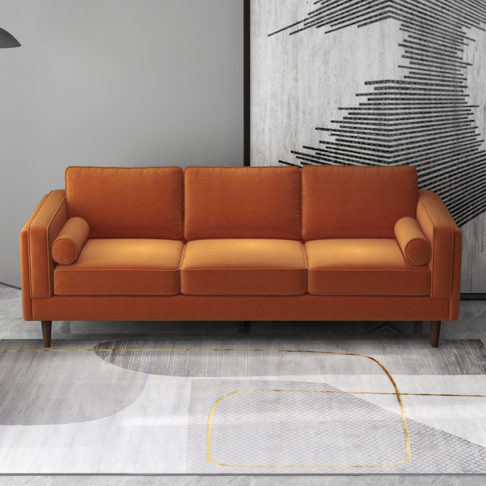 Fordham Sofa Burnt Orange Velvet