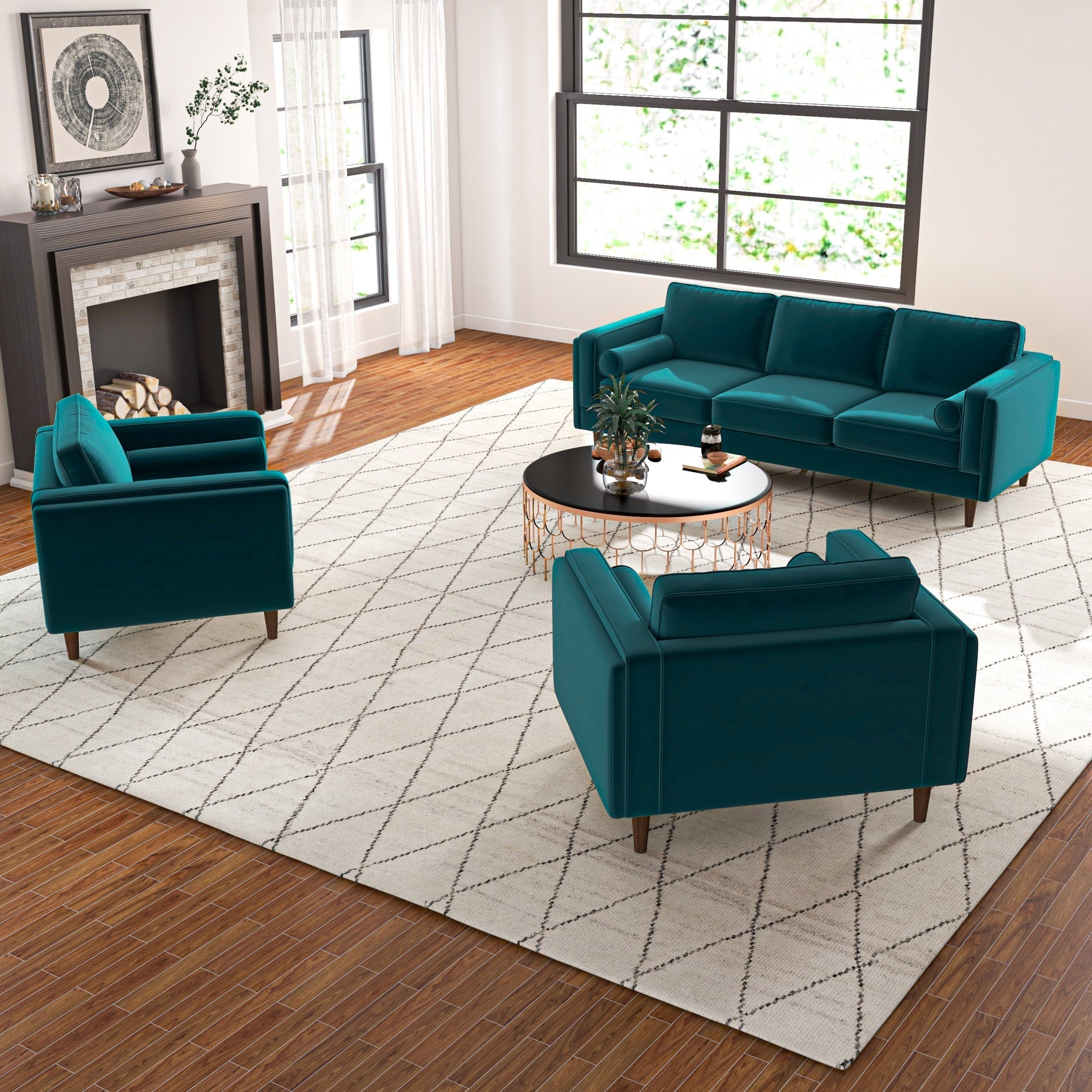 Fordham Lounge Chair Teal Velvet