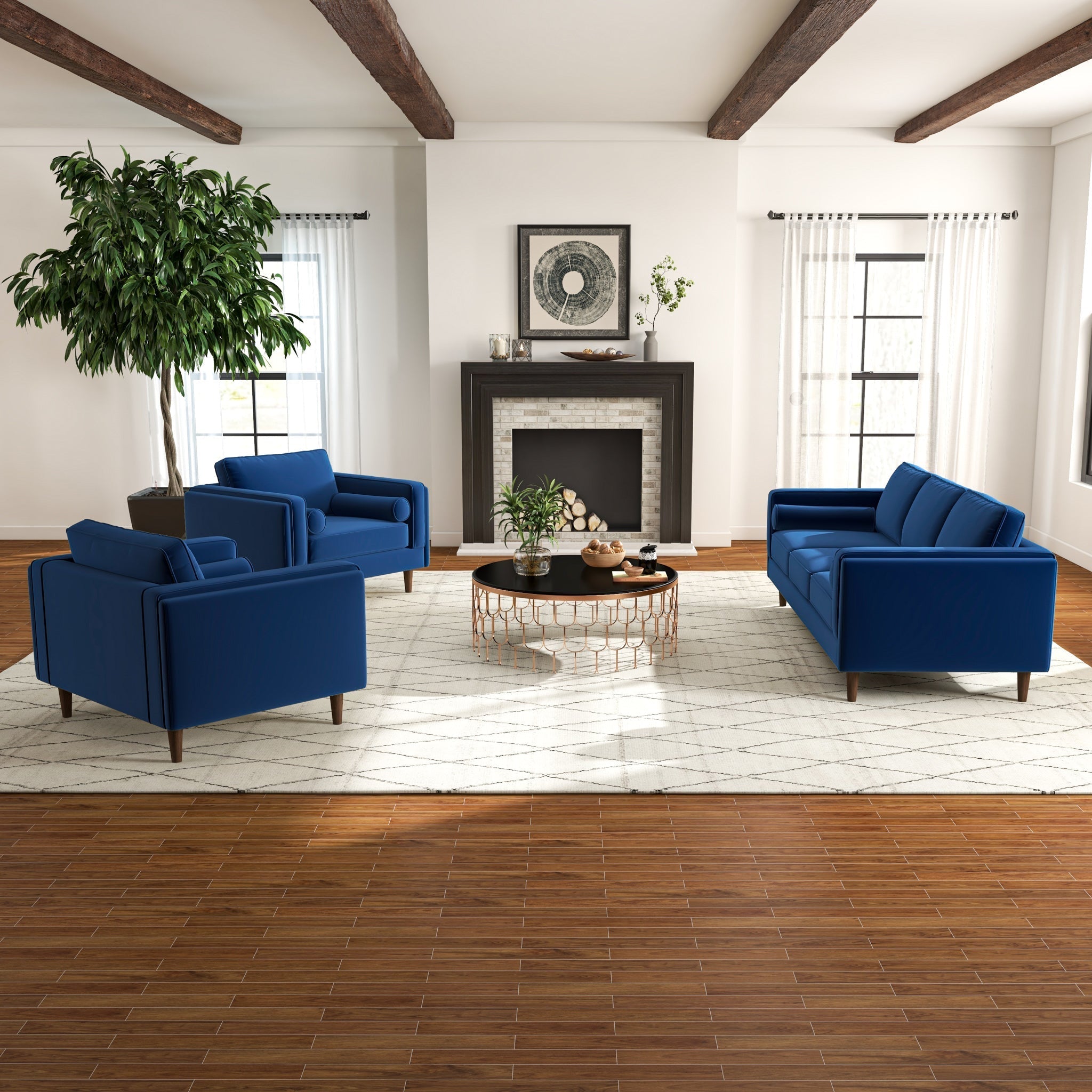 Fordham Lounge Chair Navy Blue Velvet