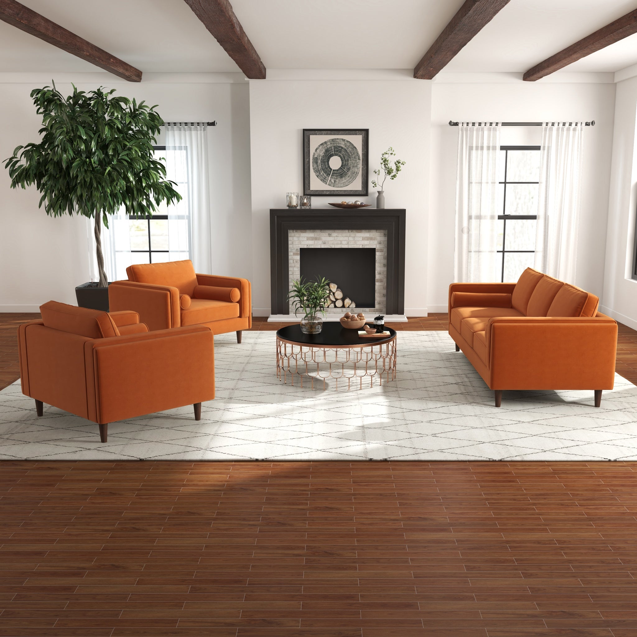 Fordham Lounge Chair Burnt Orange Velvet