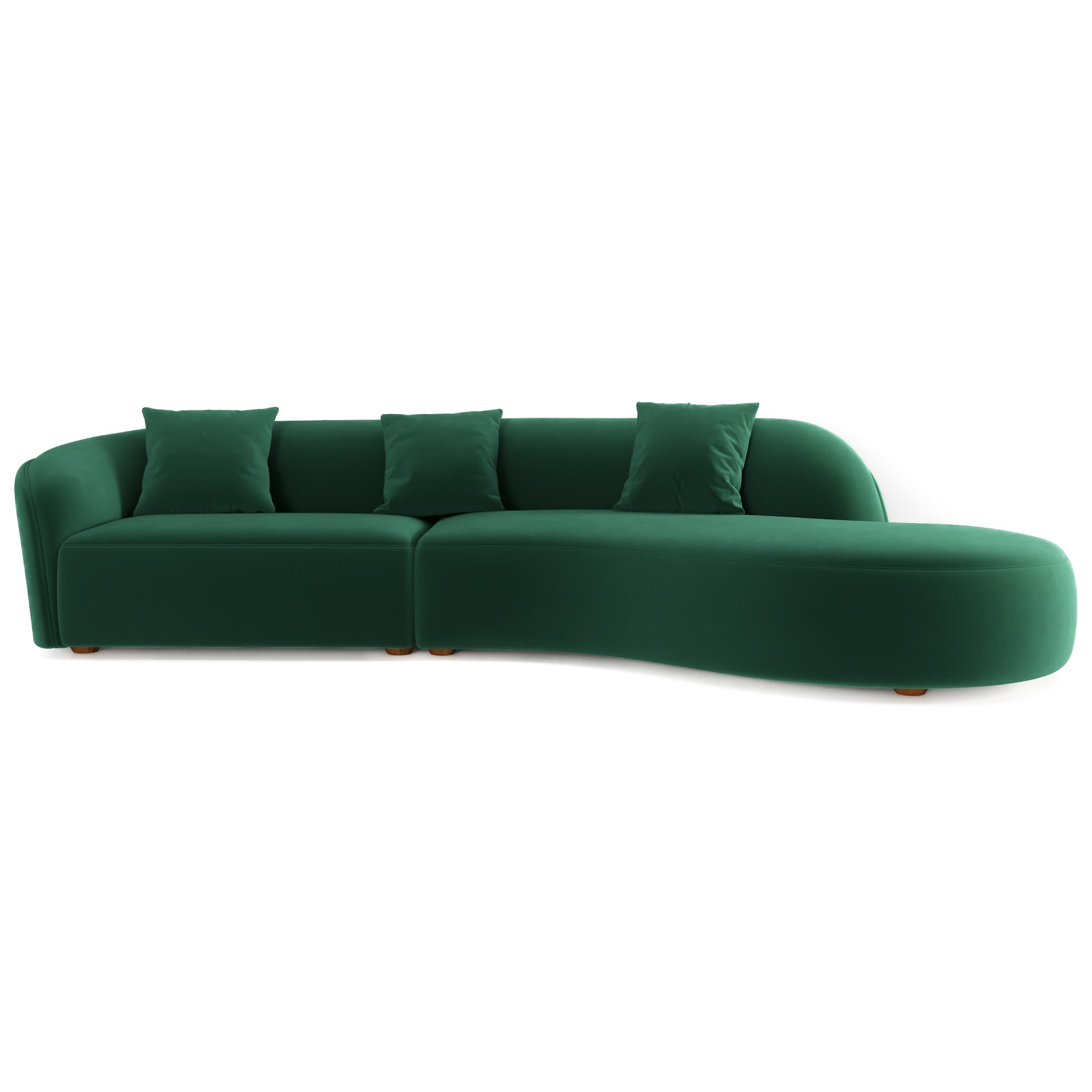 Galleria Dark Green Velvet Curvy Sectional Sofa