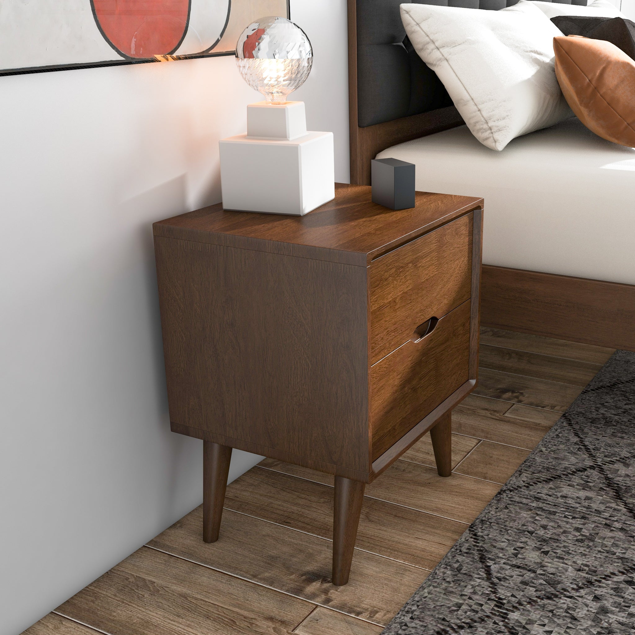 Grace Brown Night Stand with 2 Drawers