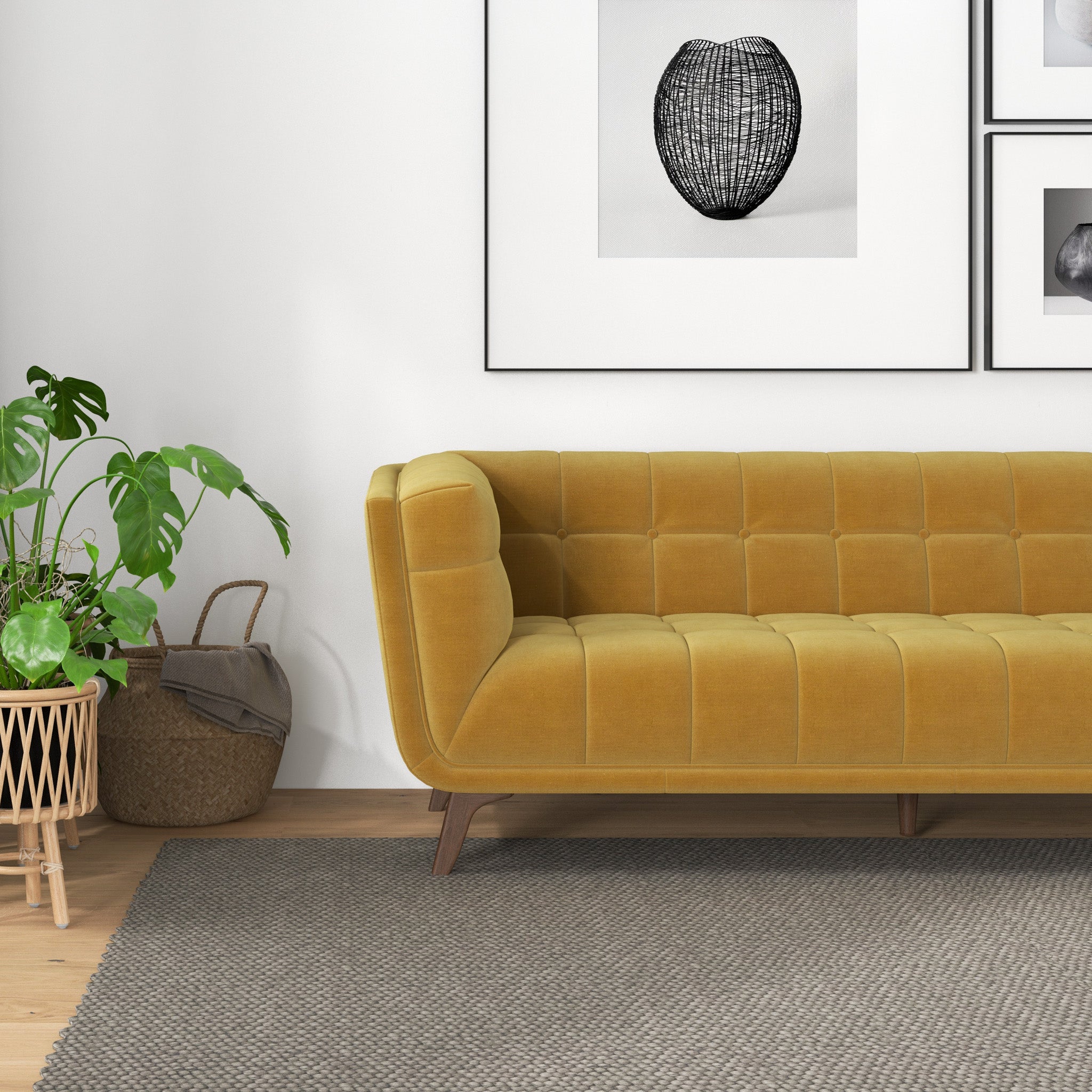 Kano Large Gold Velvet Sofa