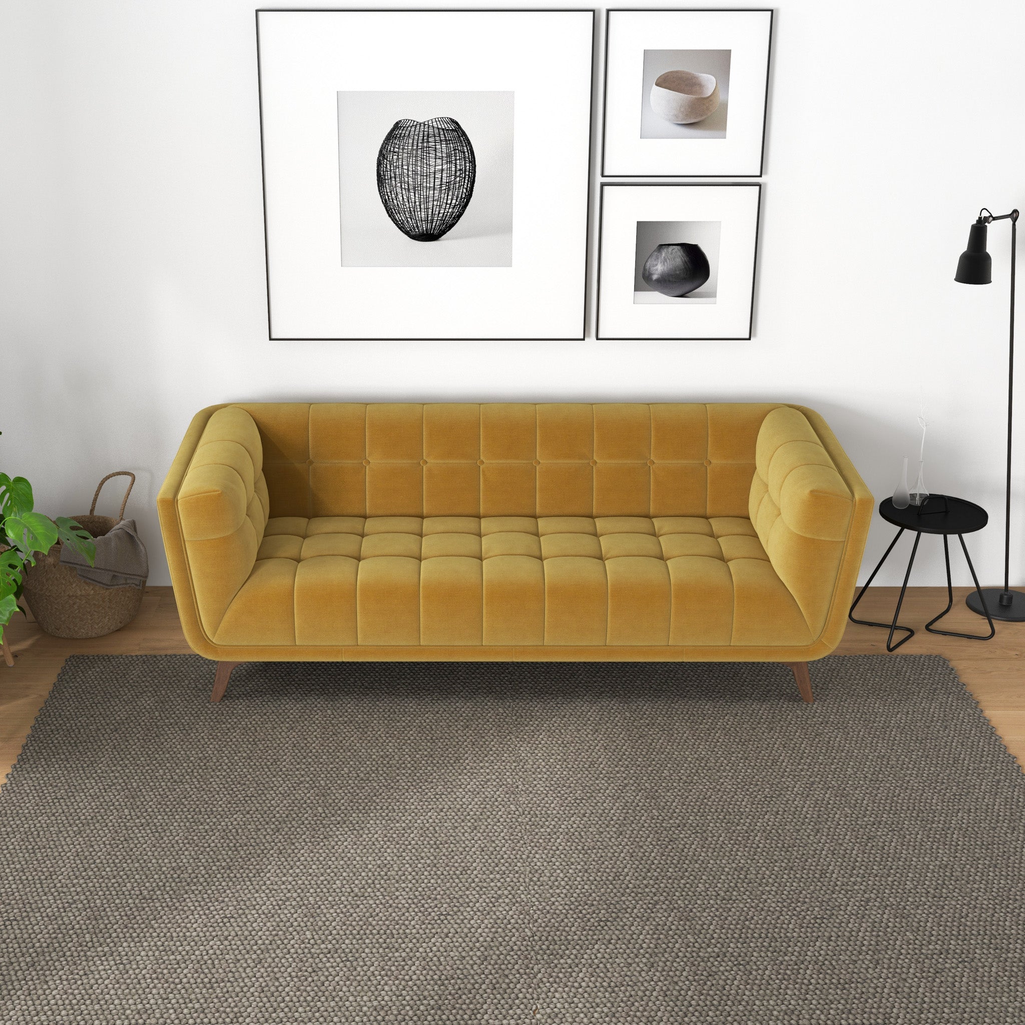 Kano Large Gold Velvet Sofa