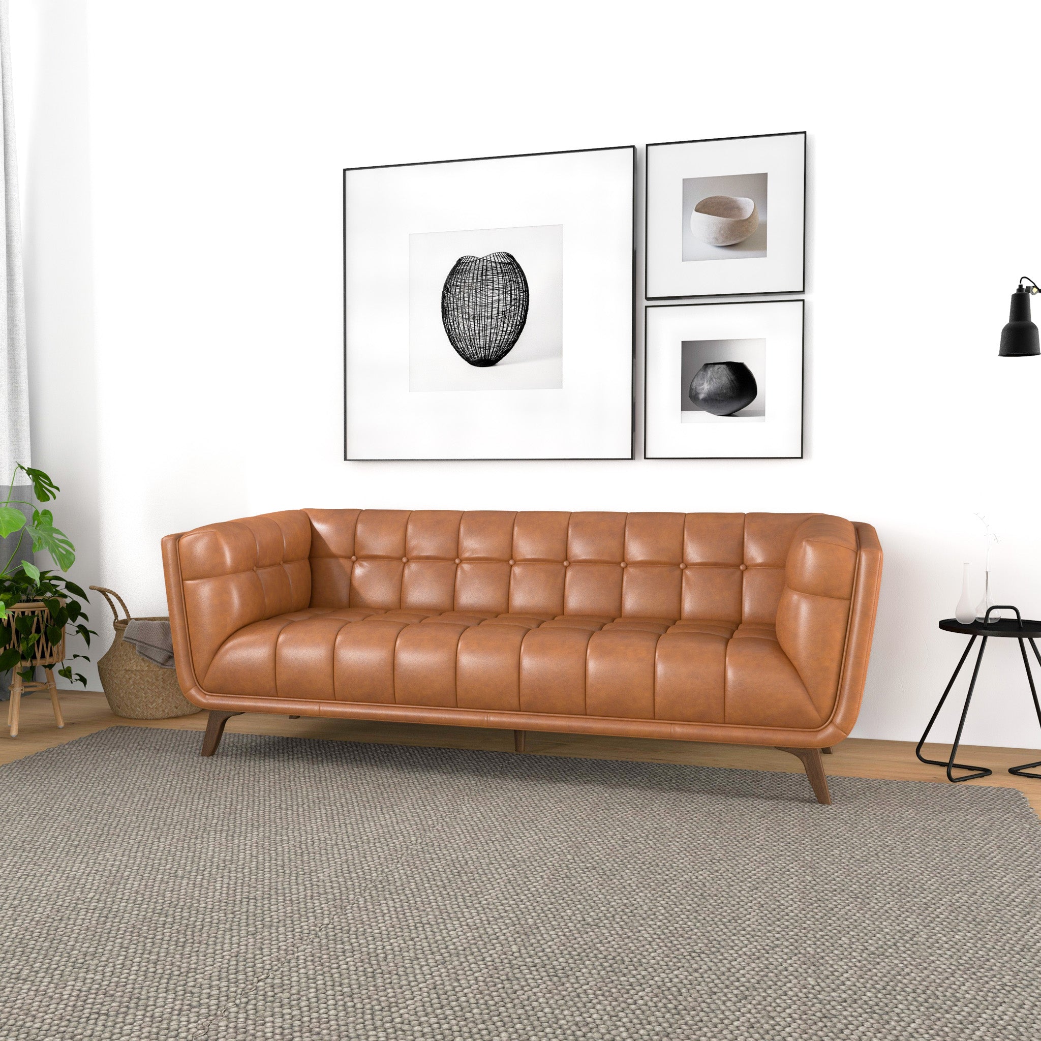 Kano Leather Sofa 86" Cognac