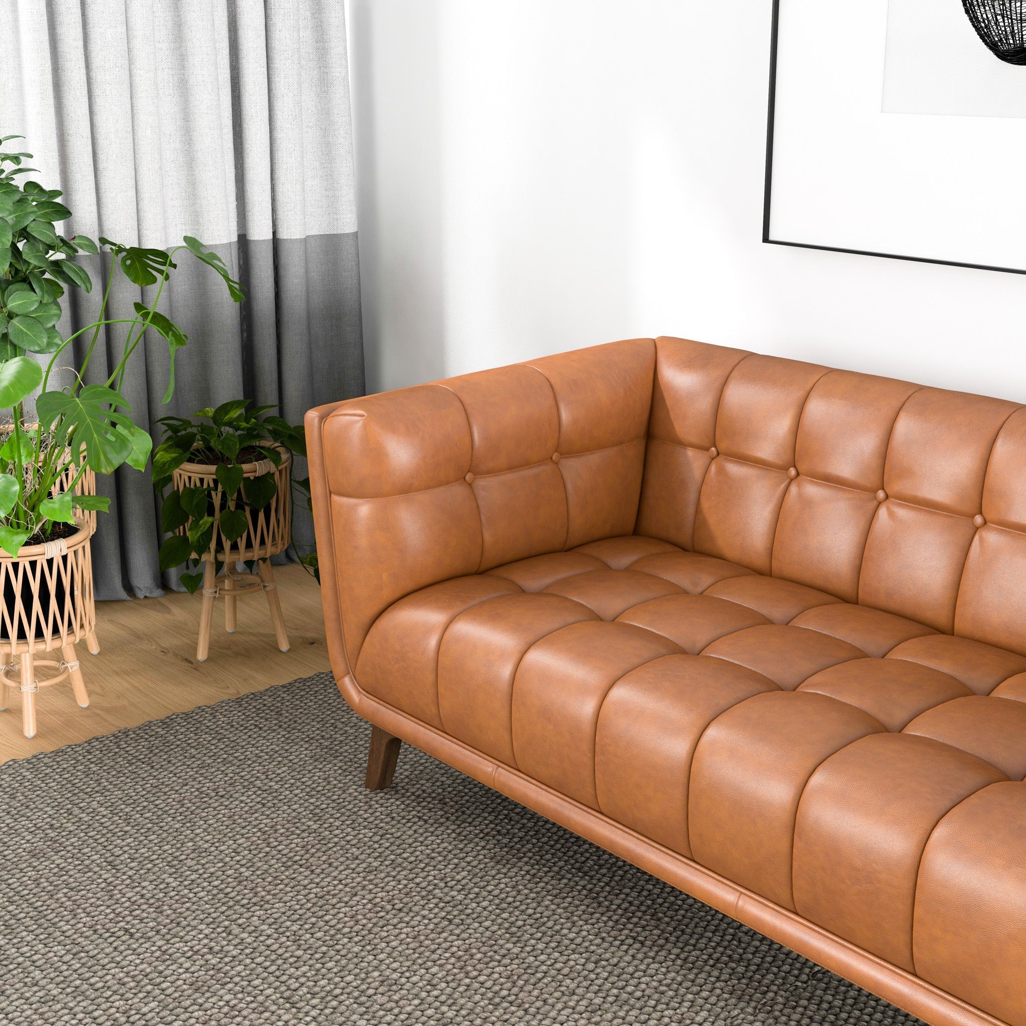 Kano Leather Sofa 86" Cognac