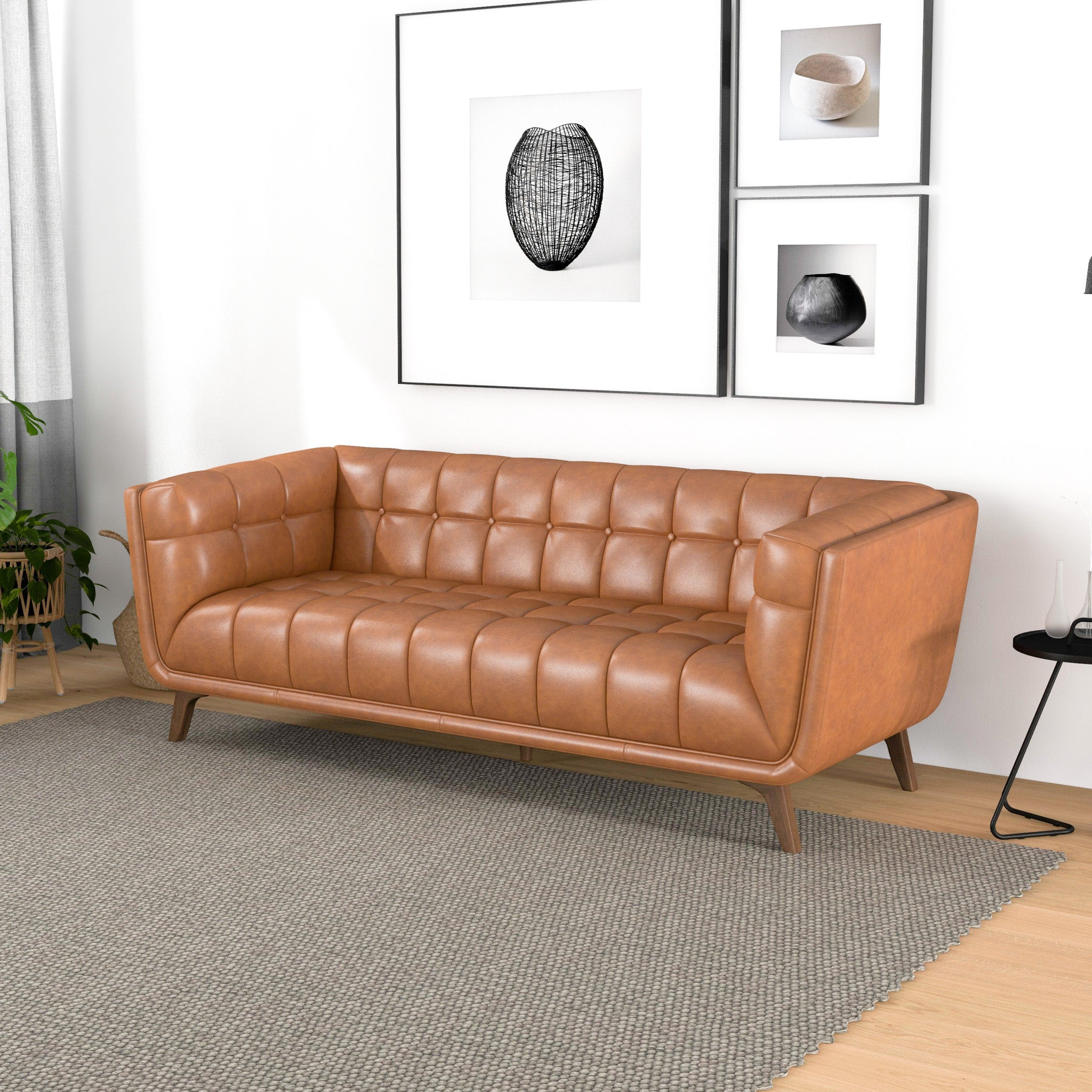 Kano Leather Sofa 86" Cognac