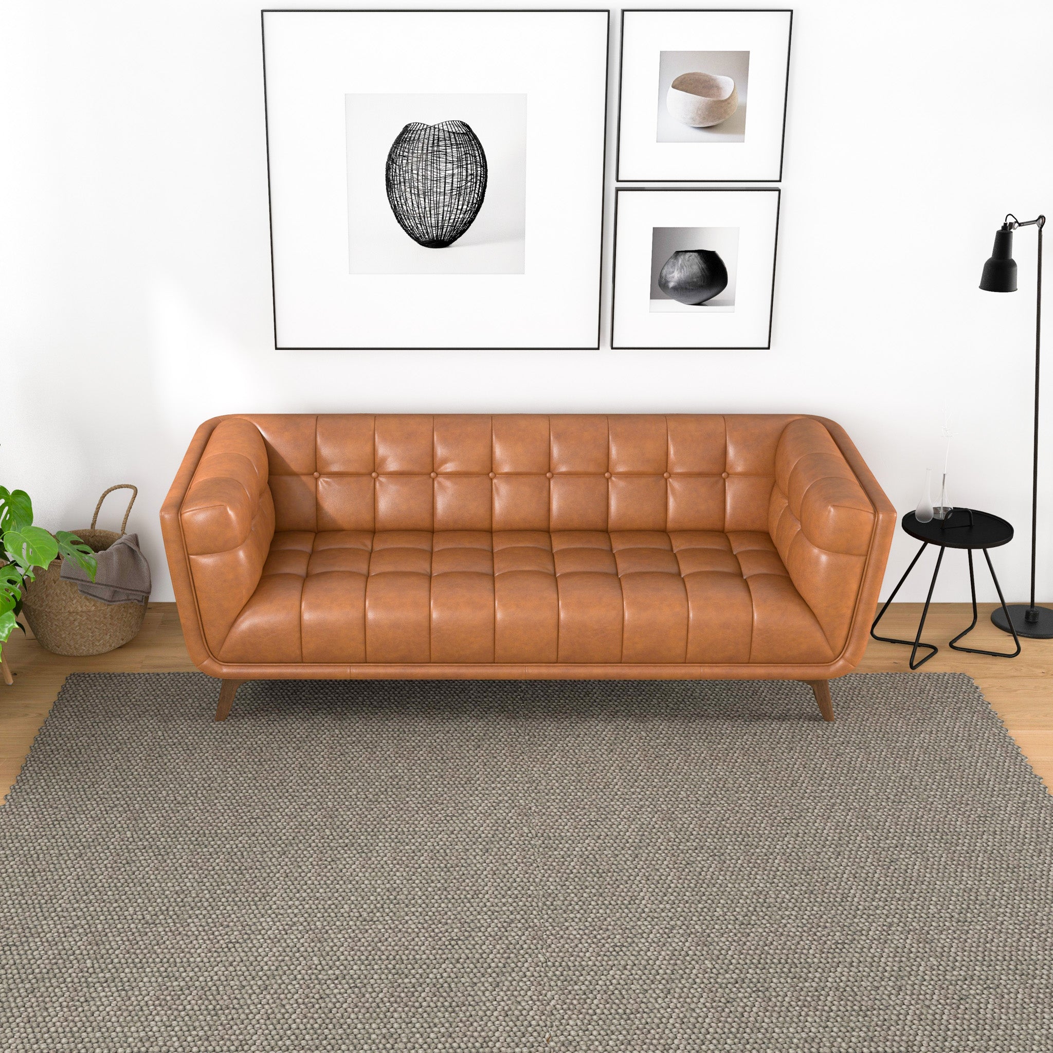 Kano Leather Sofa 86" Cognac